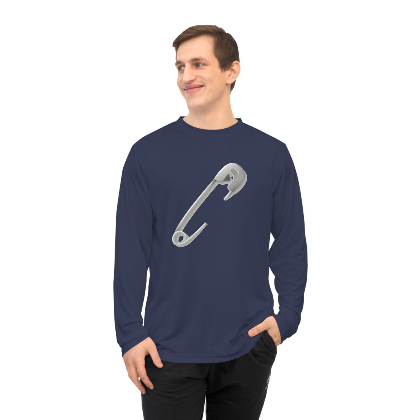 Unisex Performance Long Sleeve Shirt - Minimalist Safety Pin