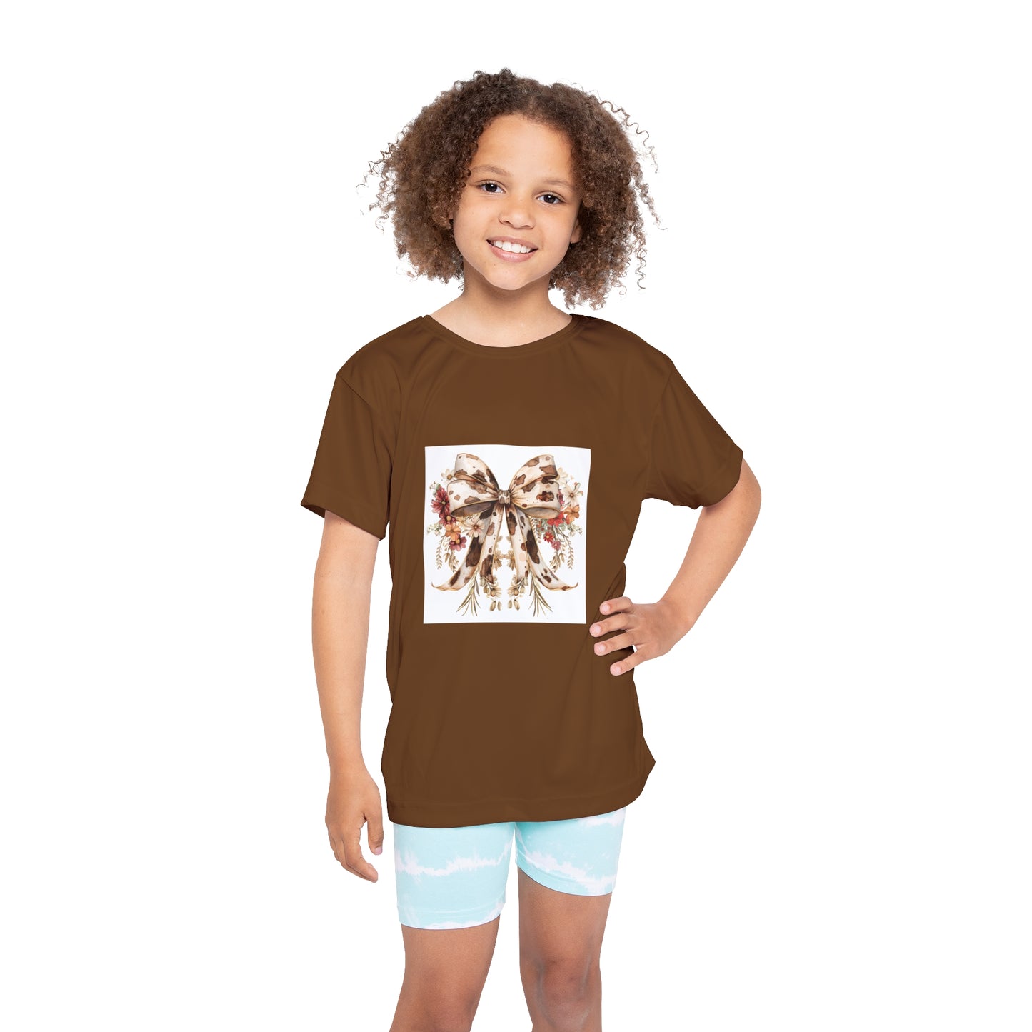 Kids Sports Jersey - Western Floral Bow with Cow Pattern Aesthetic