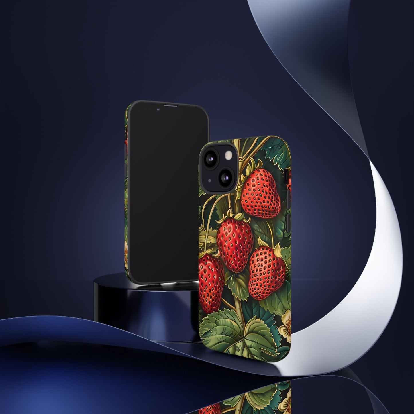 Strawberry Phone Case, Tough Berry Case, Floral Phone Cover, Cute Smartphone Shell, Nature-Inspired Gift
