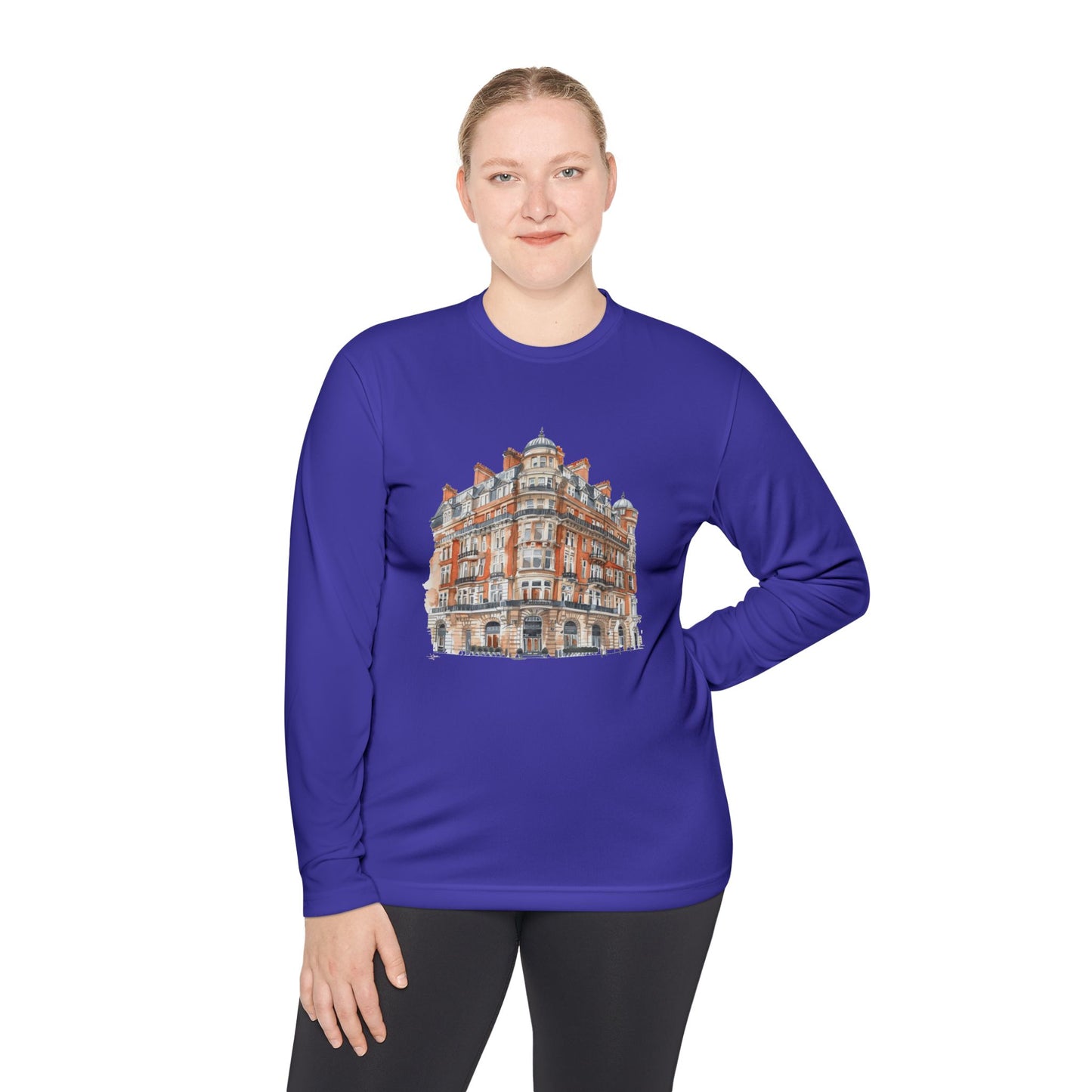 Unisex Lightweight Long Sleeve Tee - British Vintage Building - Architectural Charm