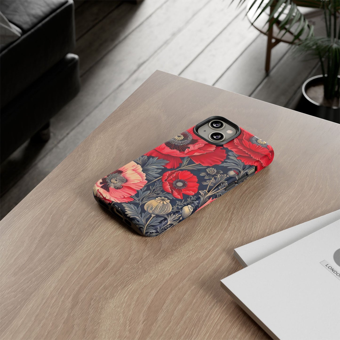 Floral Phone Case with Artistic Poppies, Tough Cases, Flower Design, Nature Lover Gift, Customizable Mobile Cover, Stylish Phone Accessories