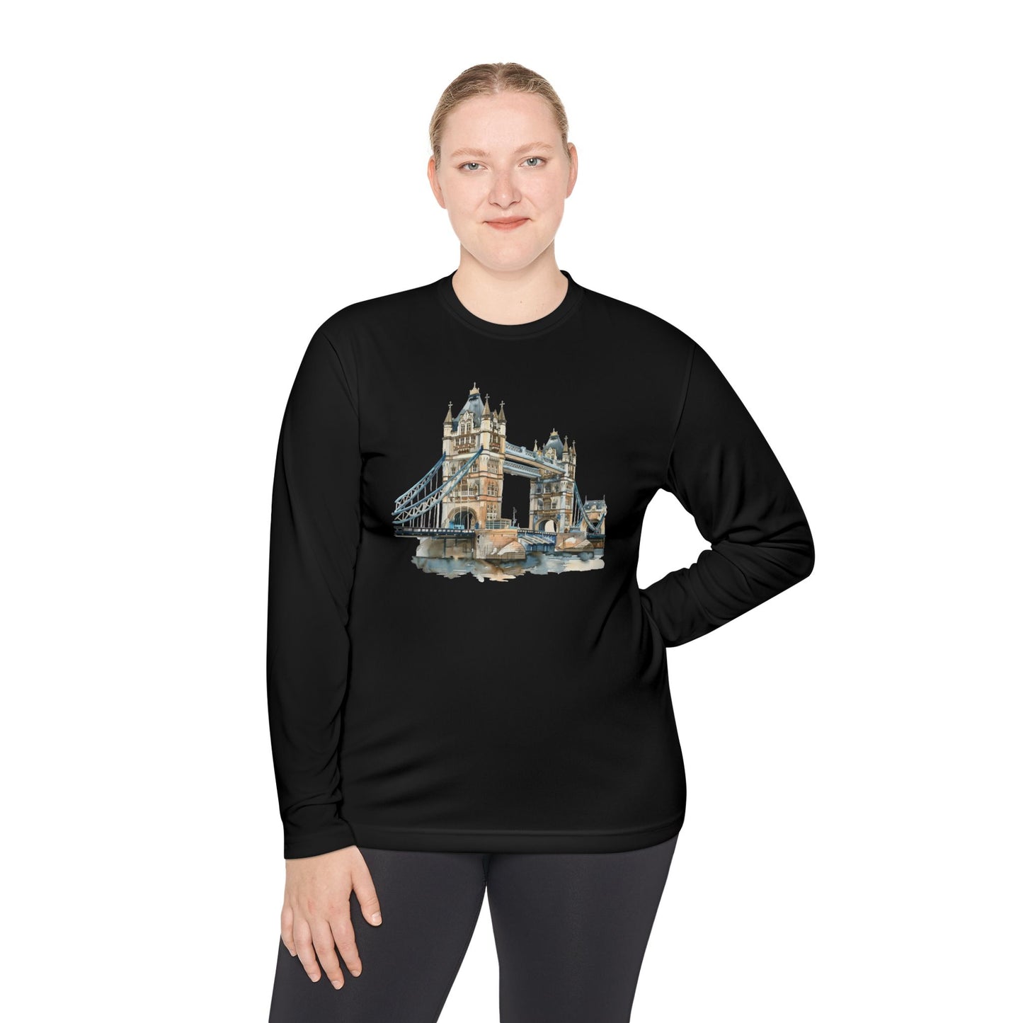 Unisex Long Sleeve Tee - Lightweight & Comfortable - Watercolor London Bridge