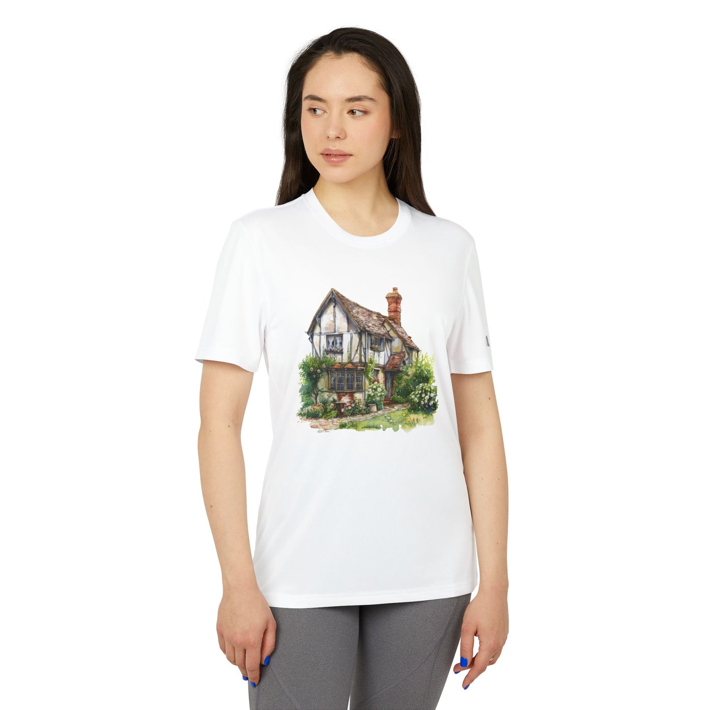 Unisex Sport T-shirt - Charming English Cottage Illustration Print