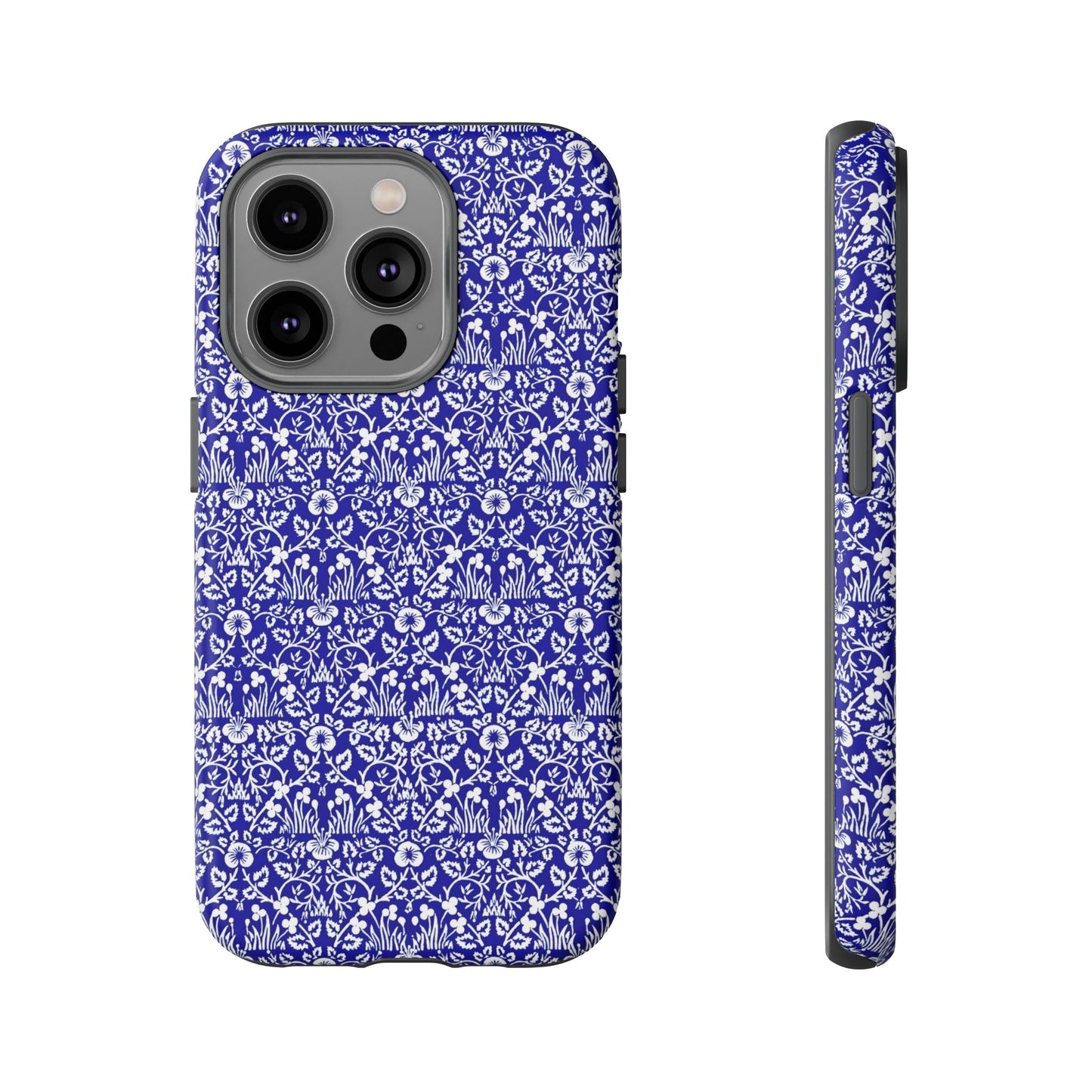 Elegant Floral Phone Case - Tough Cases, Blue Floral Design, Stylish Phone Accessory, Unique Gift, Modern Tech Protection