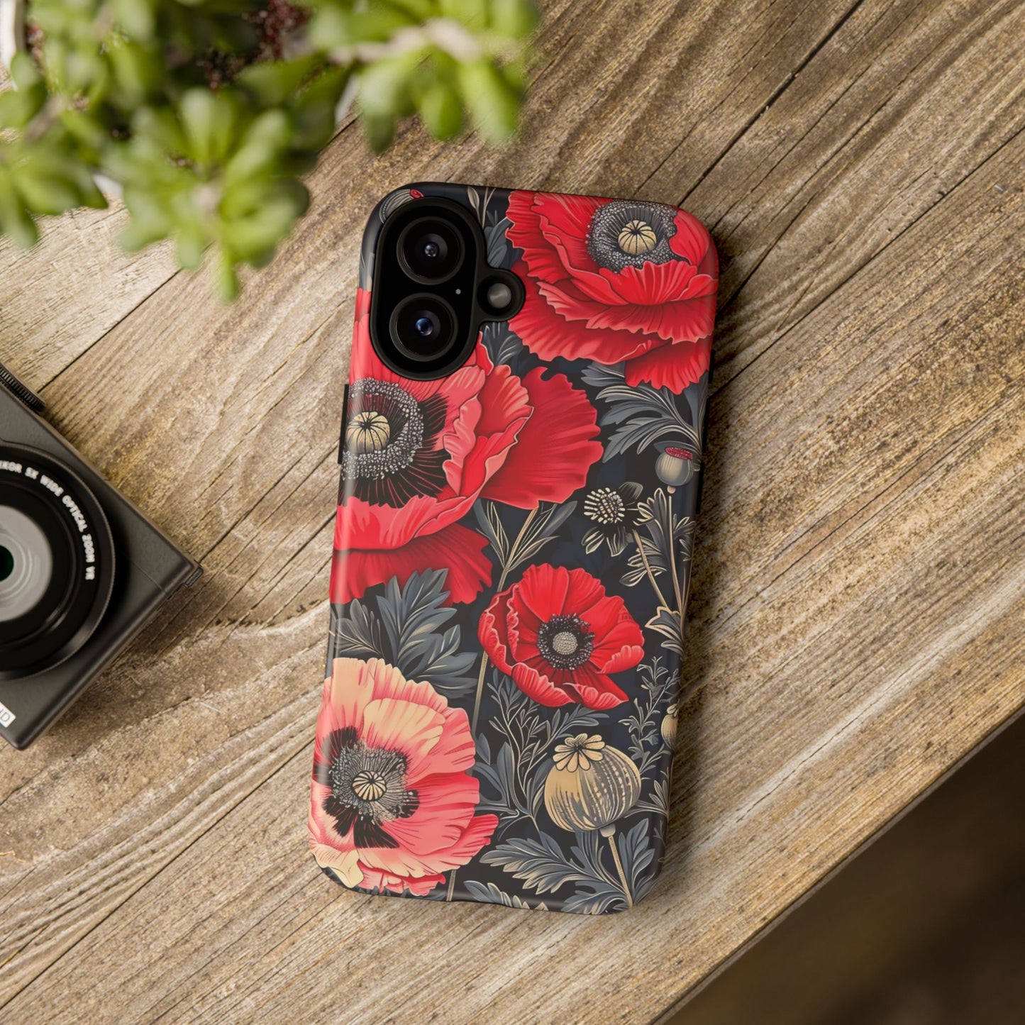Floral Phone Case with Artistic Poppies, Tough Cases, Flower Design, Nature Lover Gift, Customizable Mobile Cover, Stylish Phone Accessories