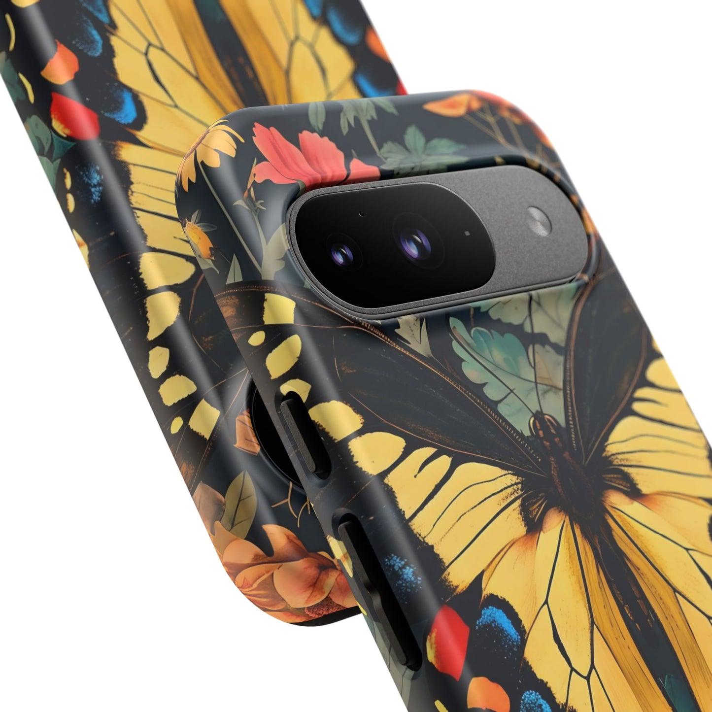 Butterfly Floral Phone Case, Art-inspire Tough Case, Gift for Nature Lovers, Butterfly Pattern Cover, Eco-Friendly Mobile Accessory