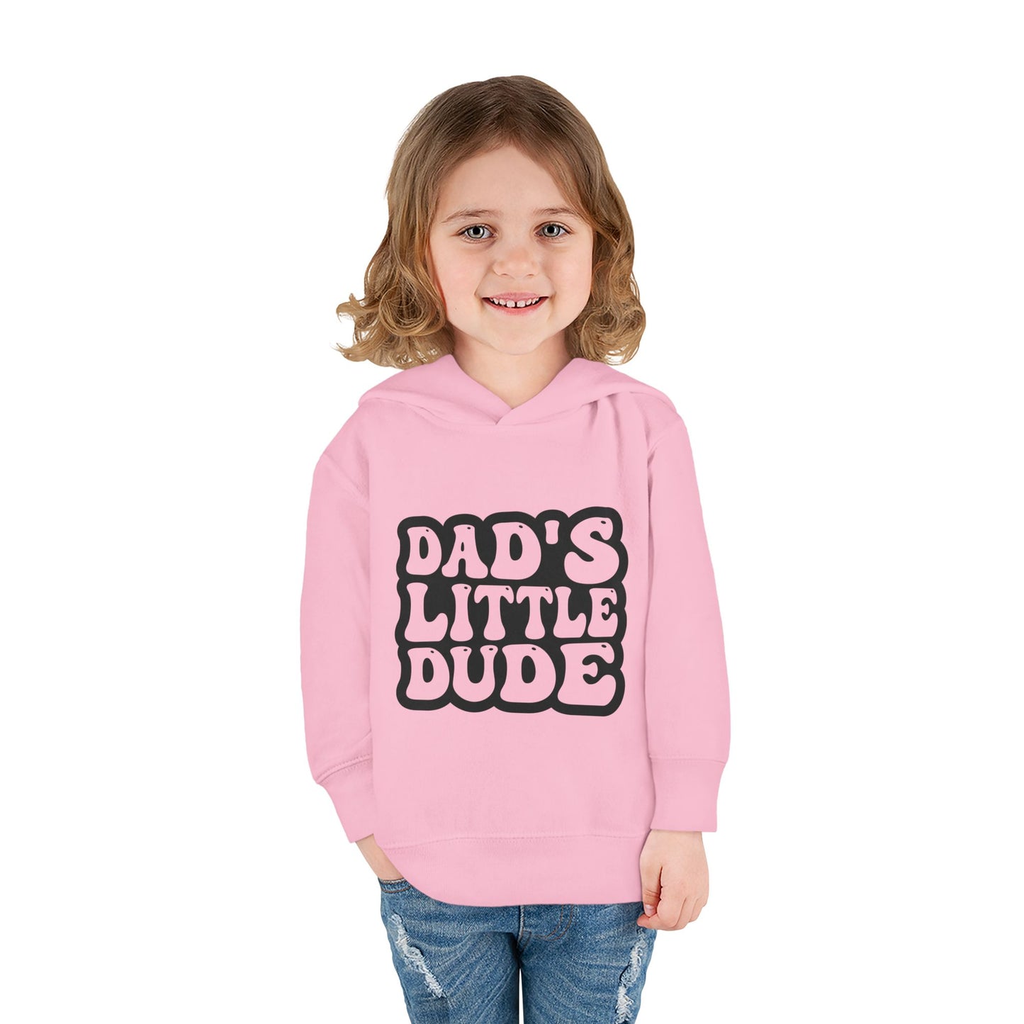 Cute Toddler Fleece Hoodie - "Dad's Little Dude"