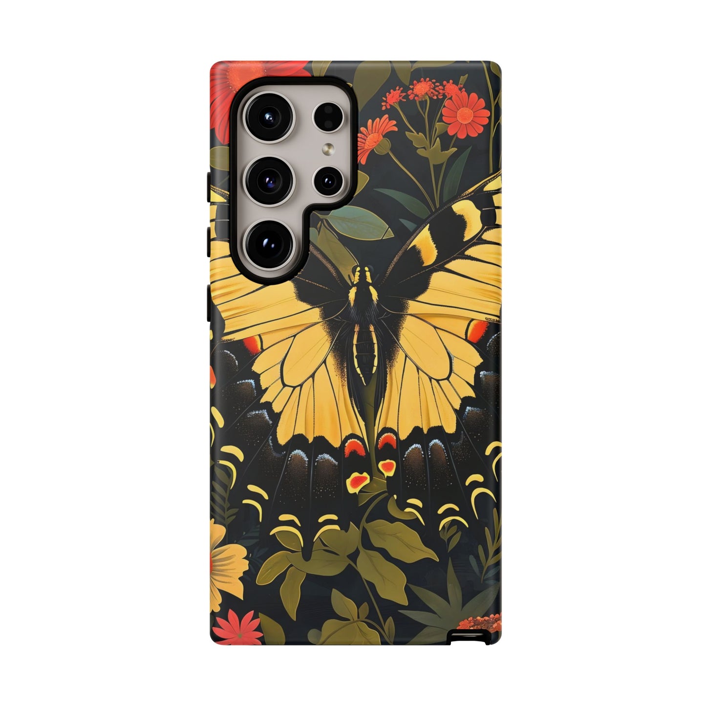 Butterfly Floral Phone Case, Tough Cases with Vibrant Design, Protective Cover for Nature Lovers, Gift for Her