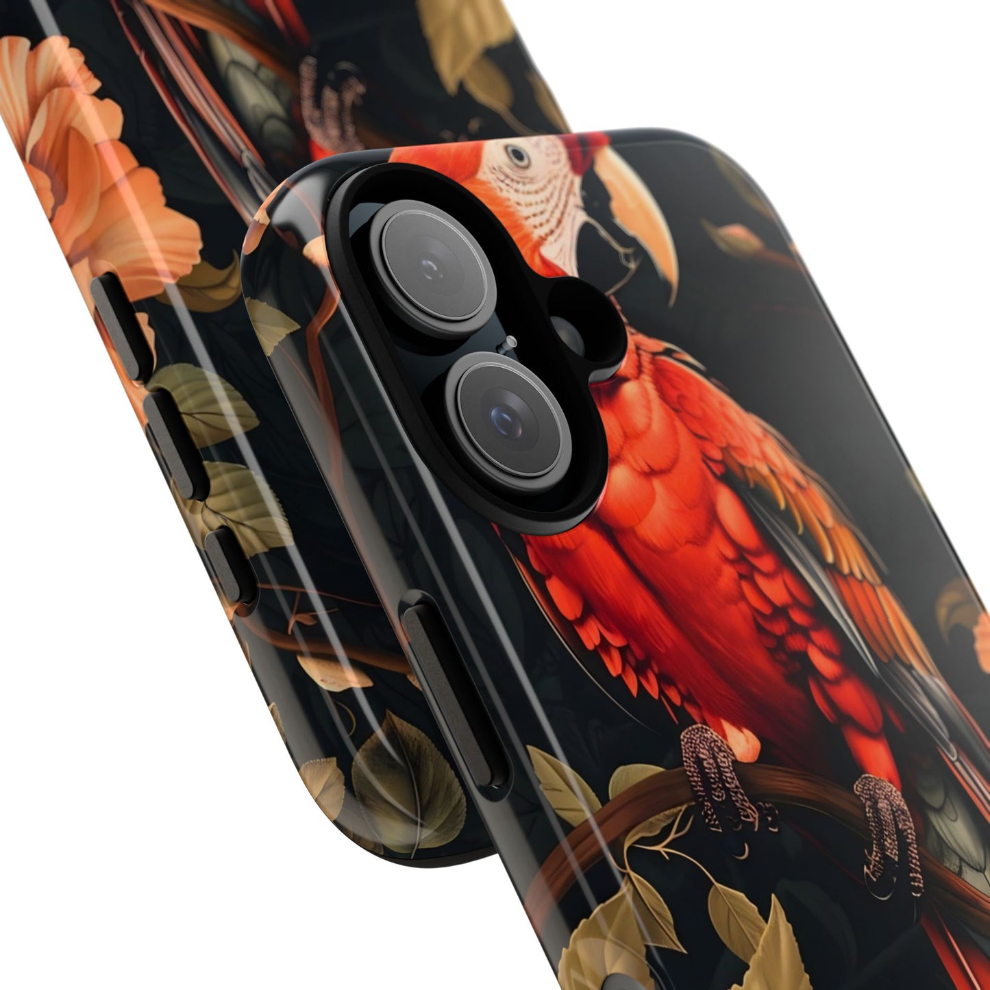 Vibrant Tropical Phone Case with Parrot Design, Bird Lovers Gift, Floral Phone Cover, Nature Inspired Accessories, Tough Cases