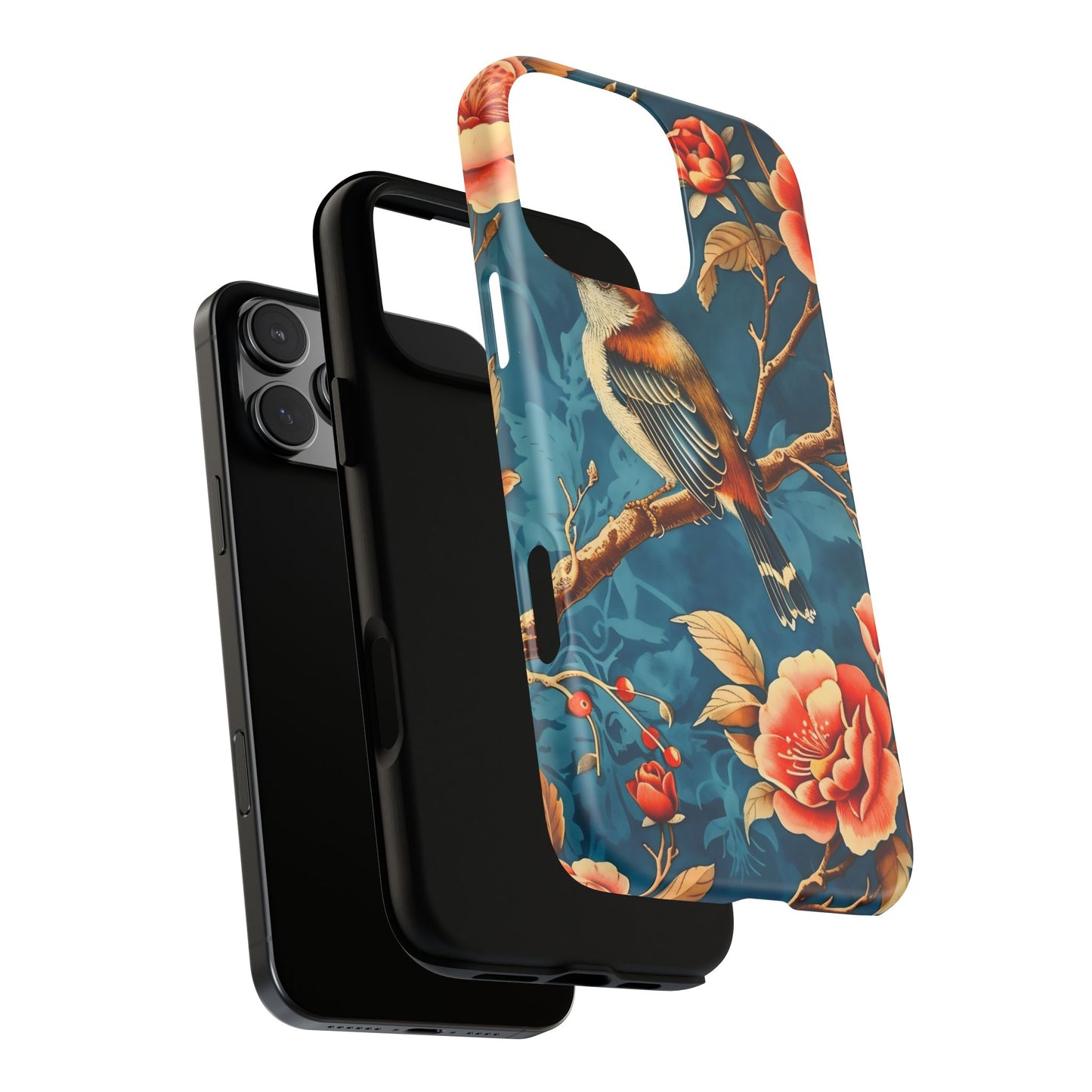 Bird & Floral Phone Case, Tough Cases for Nature Lovers, Gift for Her, Customizable Design, Vibrant Tech Accessories