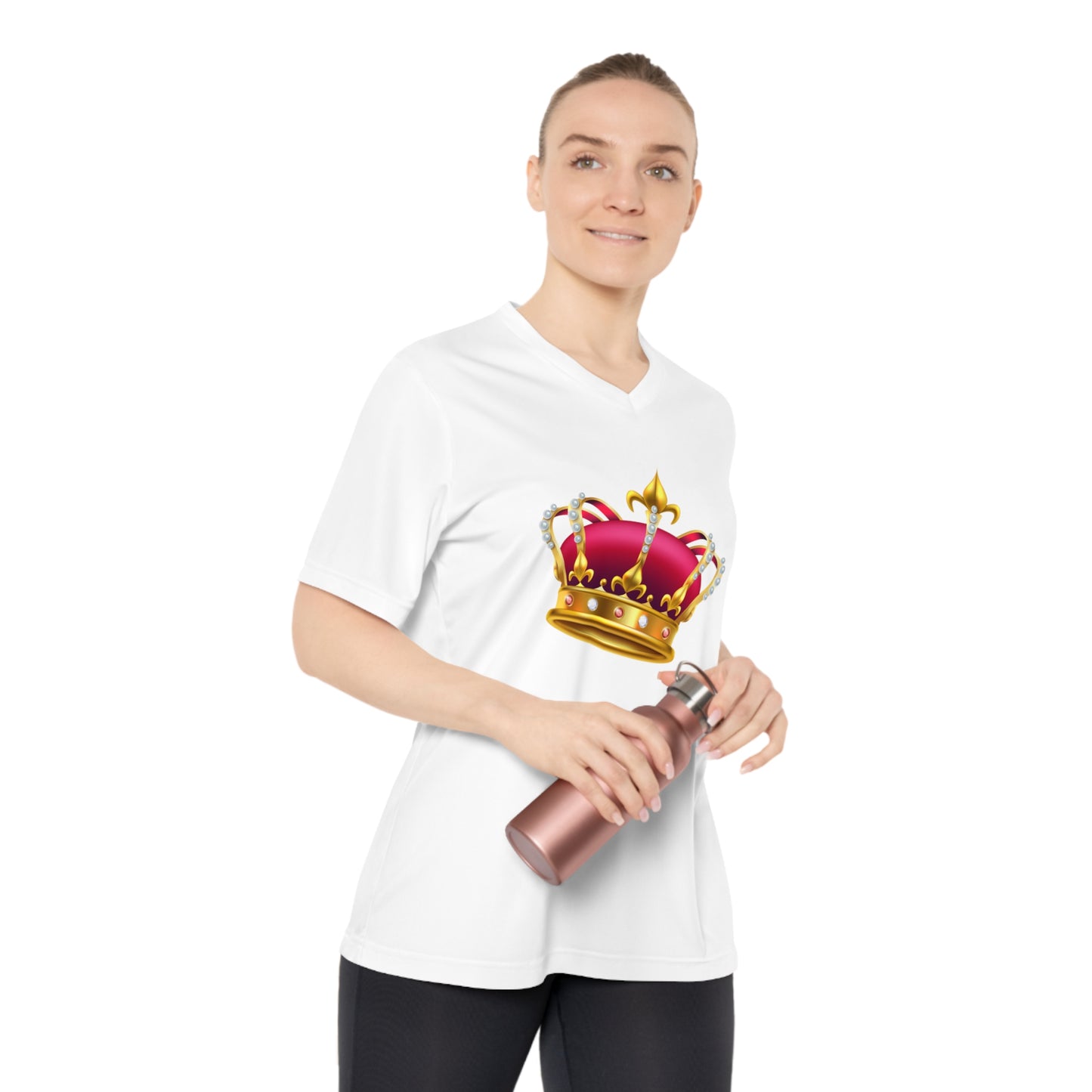 Women's Performance V-Neck T-Shirt - Elegant British Royal Crown