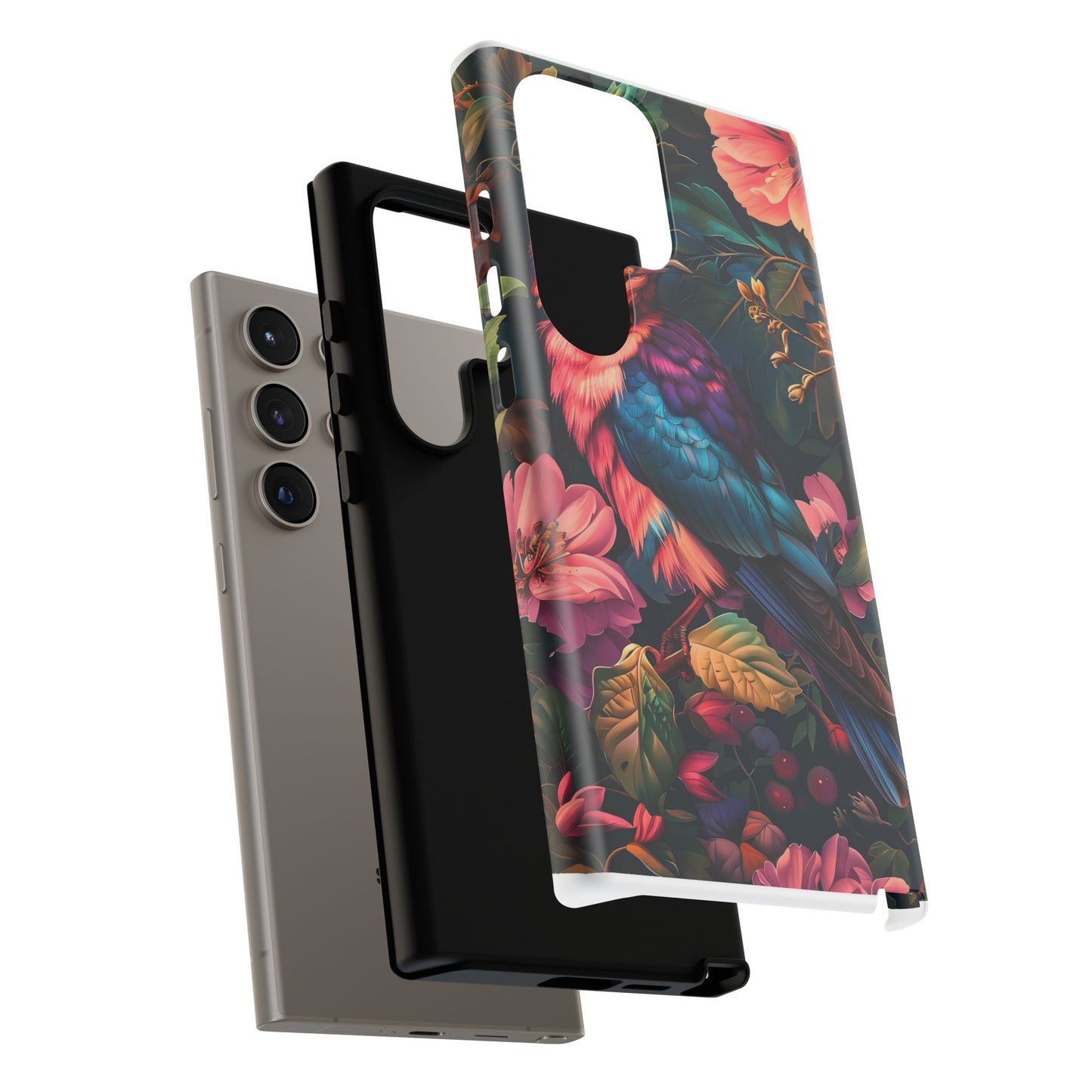 Tough Cases: Vibrant Tropical Bird Phone Case, Floral Smartphone Cover, Nature Lover Gift, Boho Phone Accessory, Cute Bird Case