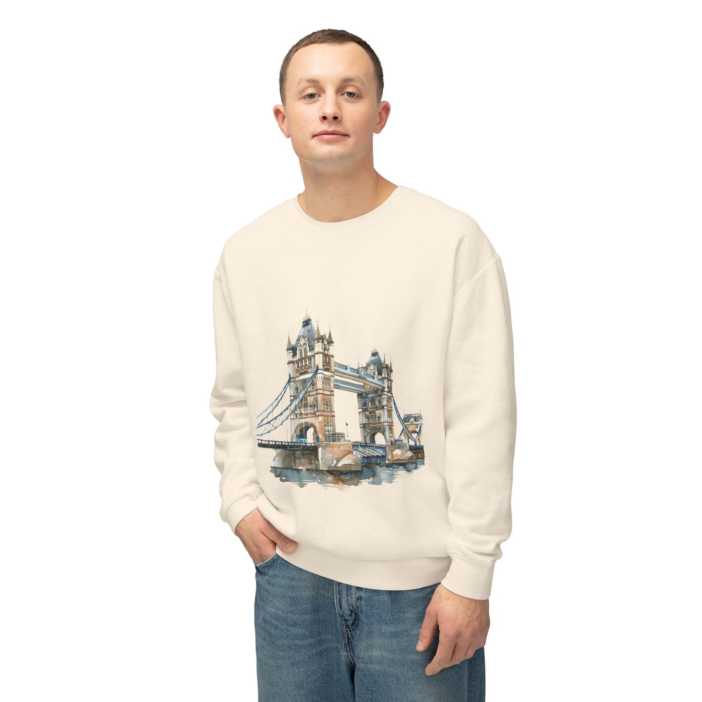 Unisex Lightweight Crewneck Sweatshirt - Tower Bridge - Iconic London Landmark