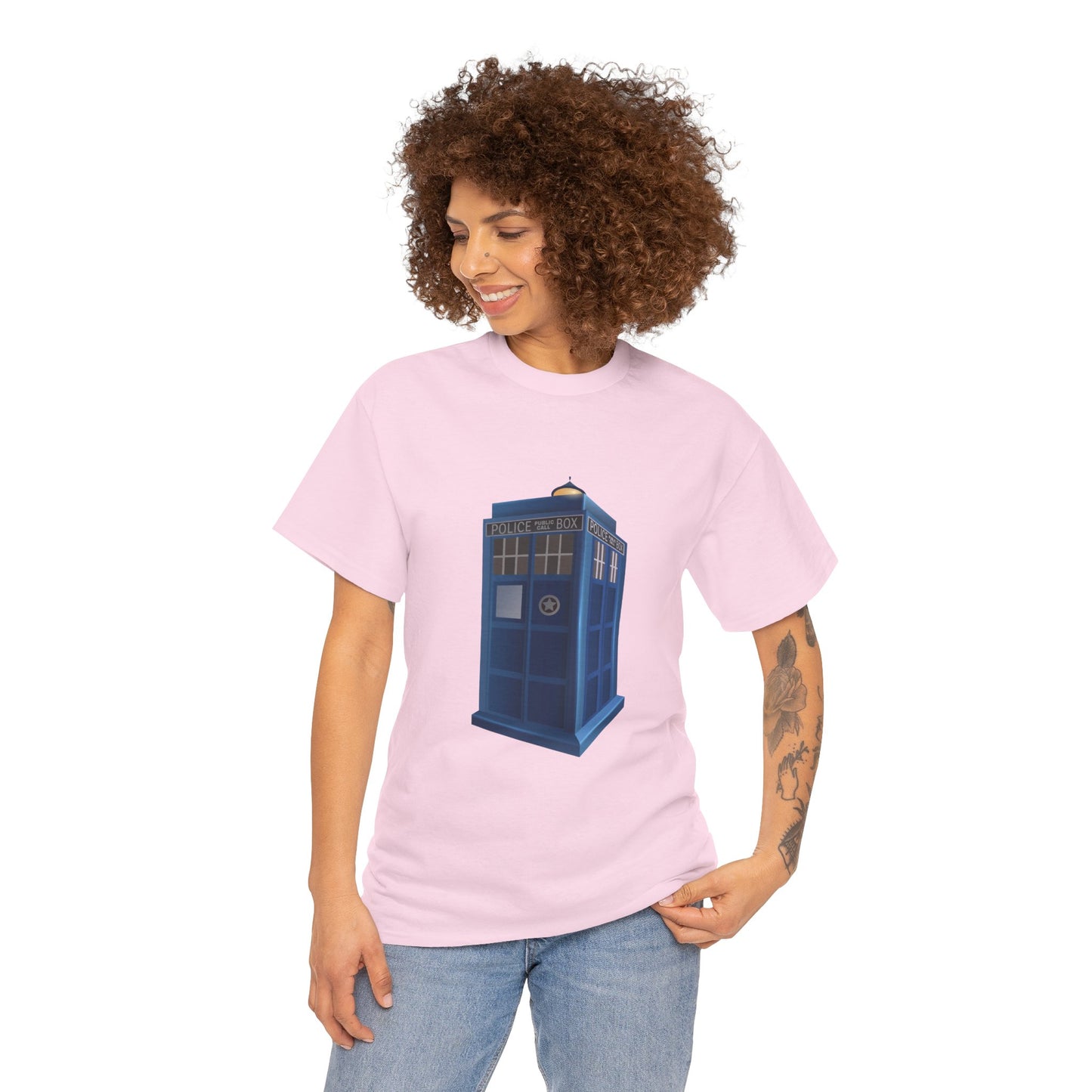 Unisex Heavy Cotton Tee - British Police Public Call Box - Iconic TARDIS