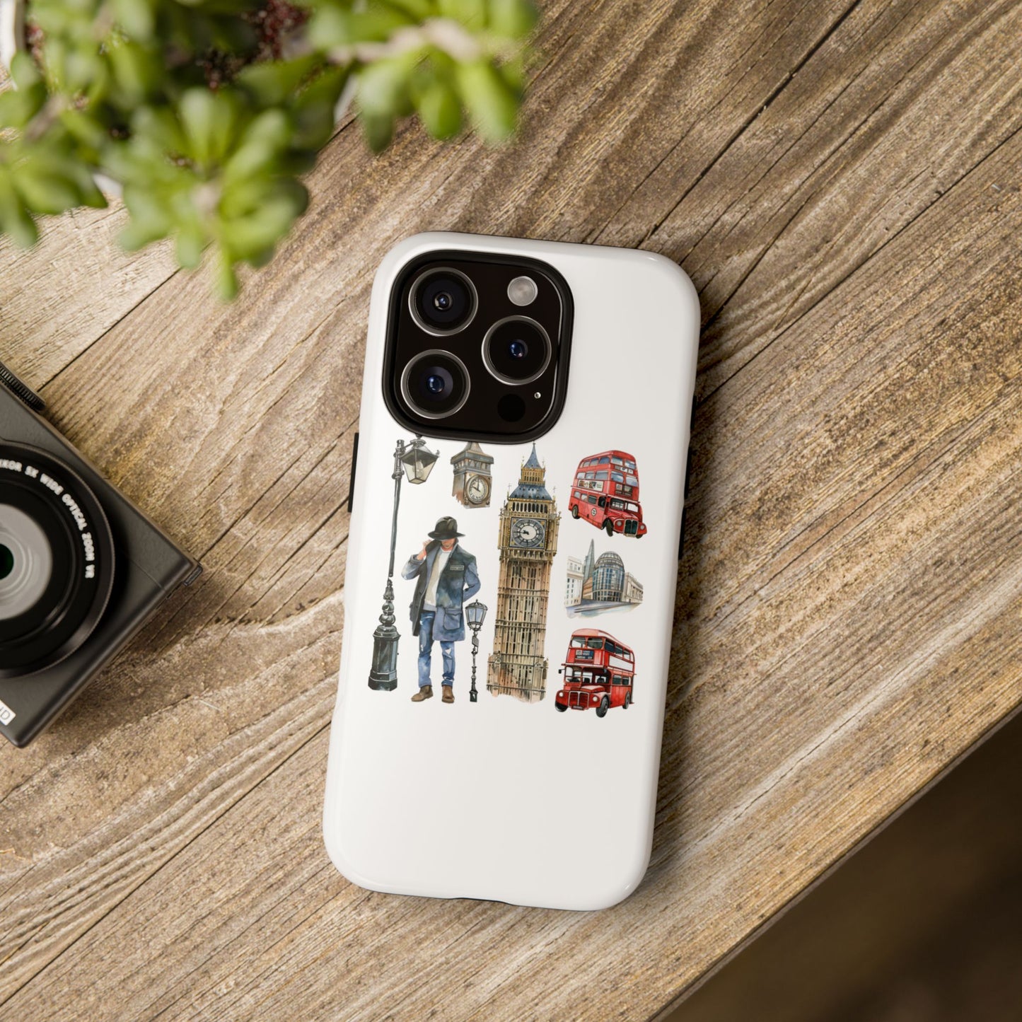 London Iconic Design Phone Case, Tough Cases, Gift for Travelers, London Souvenir, London Icons, Red Bus Phone Case