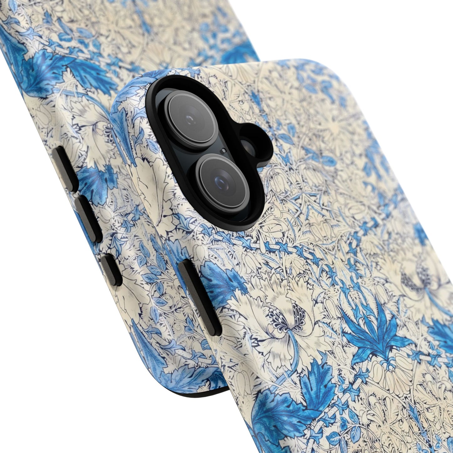 Elegant Floral Phone Case, Tough iPhone Cover, Stylish Mobile Protector, Blue Patterned Case, Unique Gift for Her