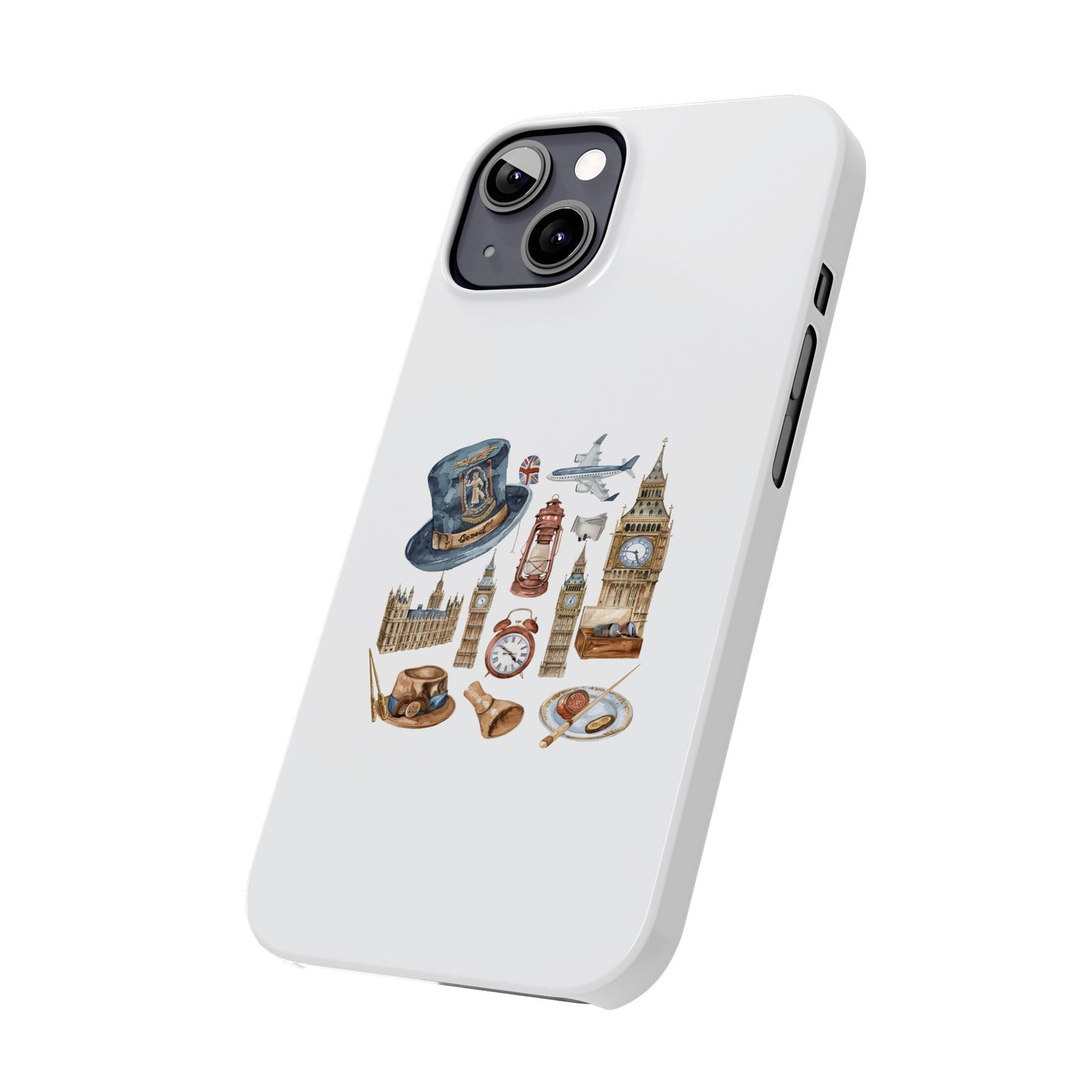 Vintage London-Inspired Slim Phone Cases, Trendy Protective Cover, Unique Gift, Travel Lovers, London Souvenir, Stylish Accessories