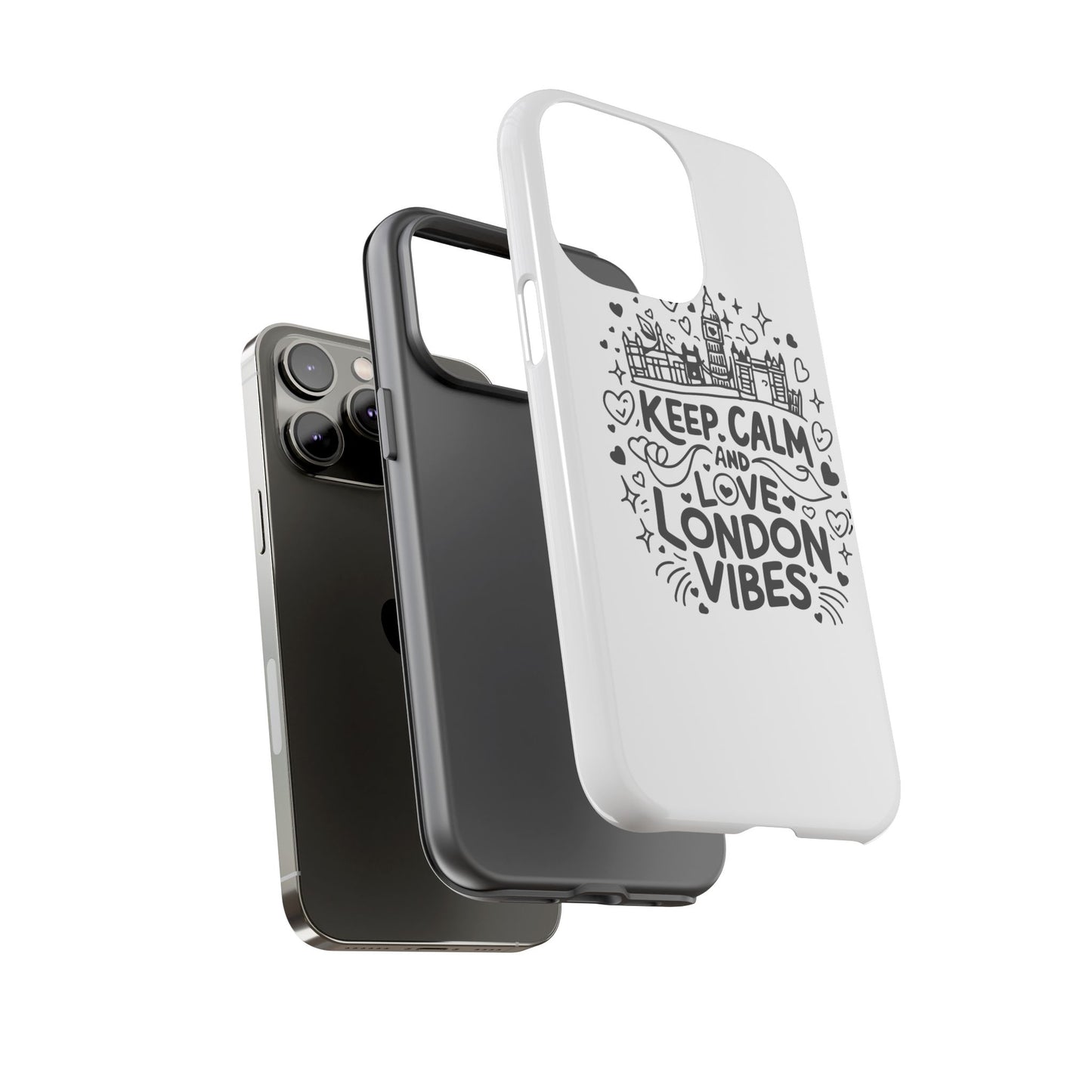 London Vibes Phone Case – Keep Calm Design, iPhone Accessories, Gift for Travelers, London Souvenir, Unique Cell Phone Cover