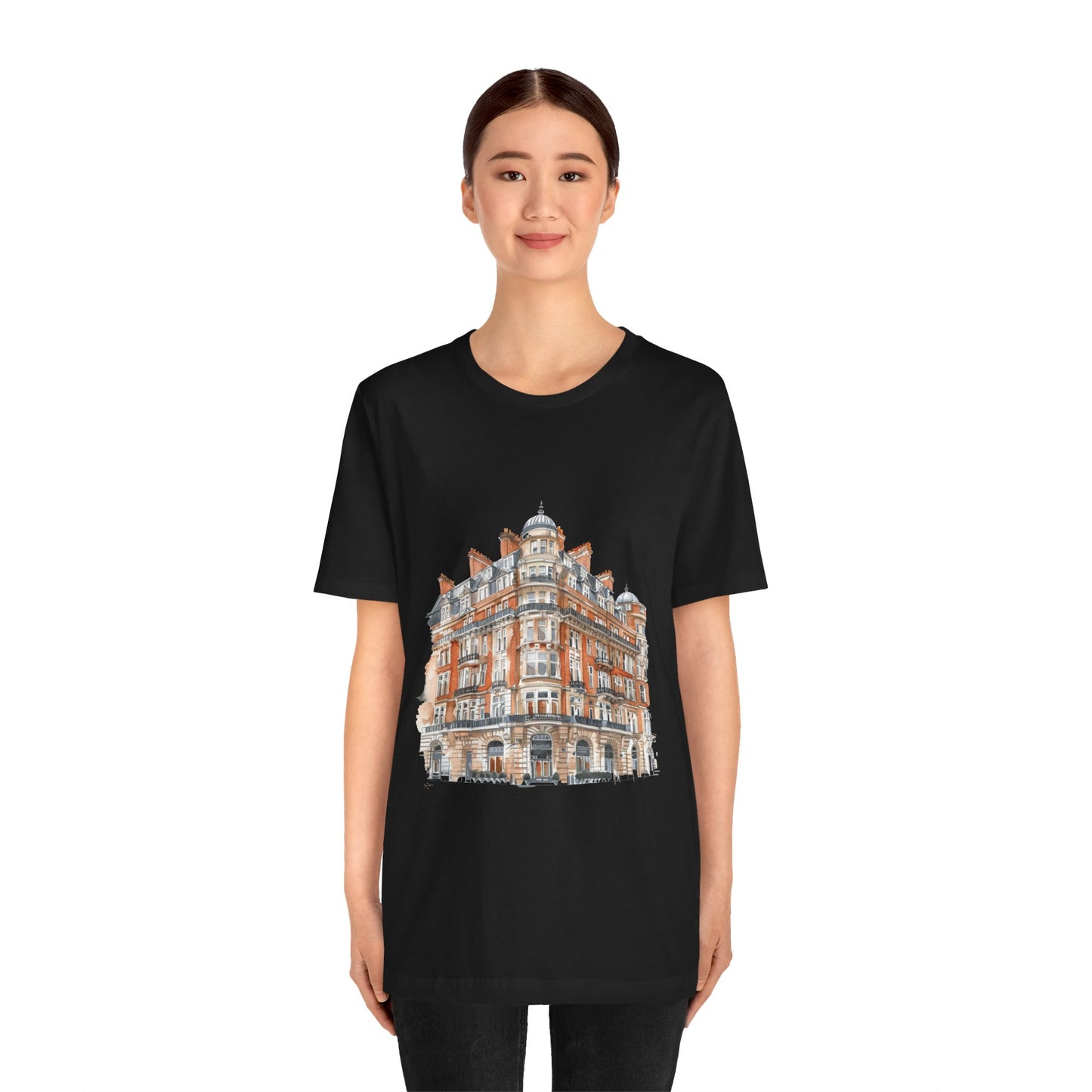 Unisex Jersey Short Sleeve Tee - British Vintage Building - Architectural Charm and Classic Appeal