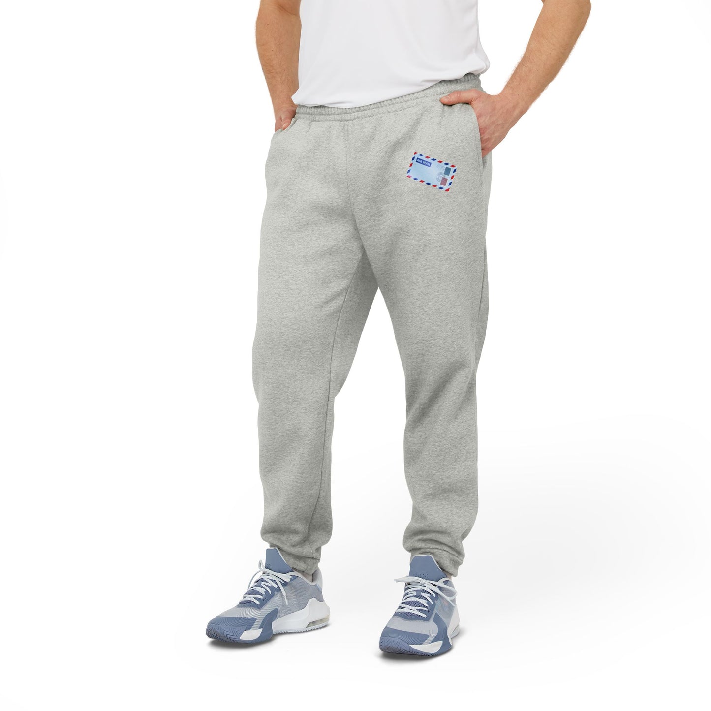 adidas Unisex Fleece Joggers – Comfortable Casualwear for All Occasions - Vintage British Air Mail - Classic Postal Design