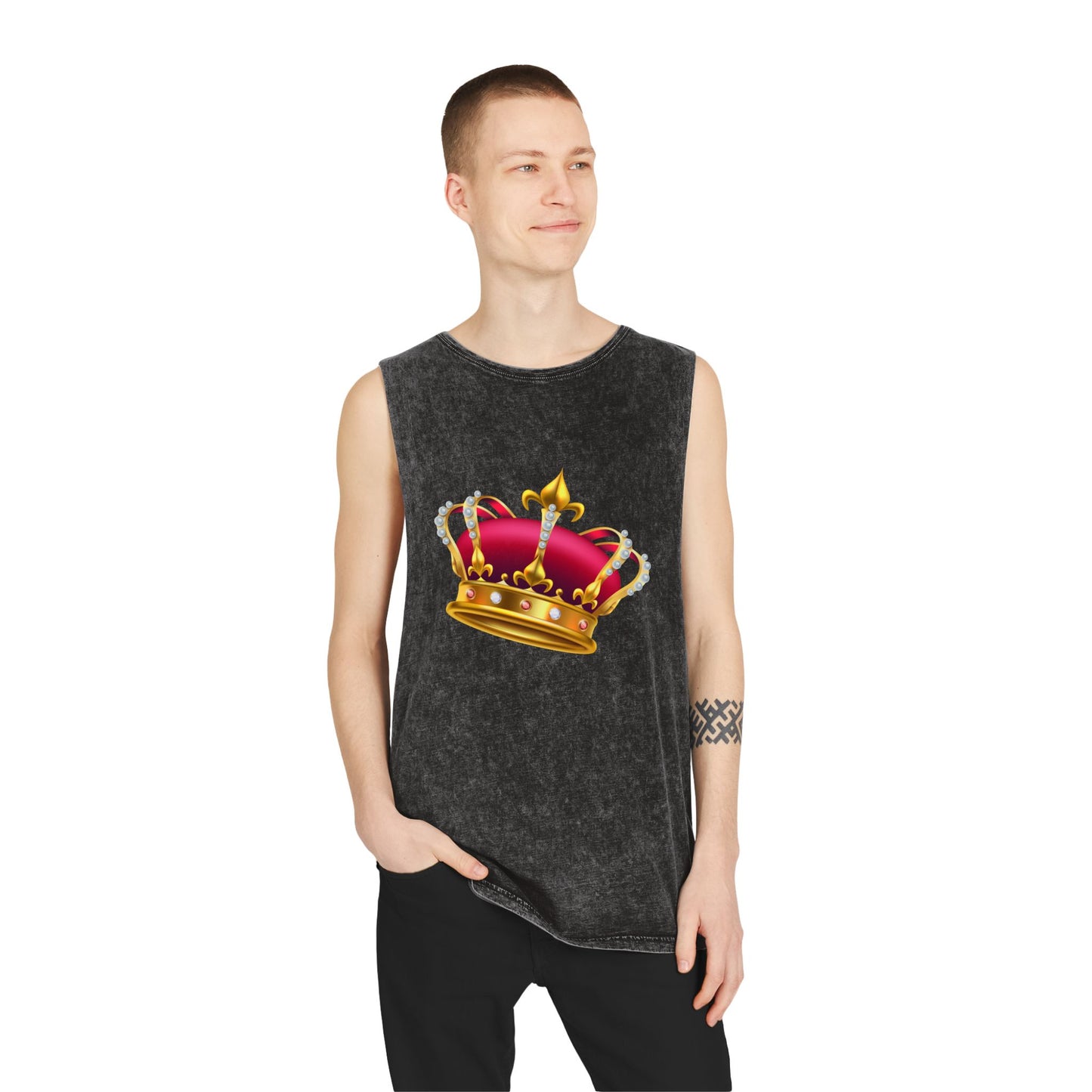Unisex Stonewash Tank Top - British Royal Crown Design - Iconic Symbol of Monarchy