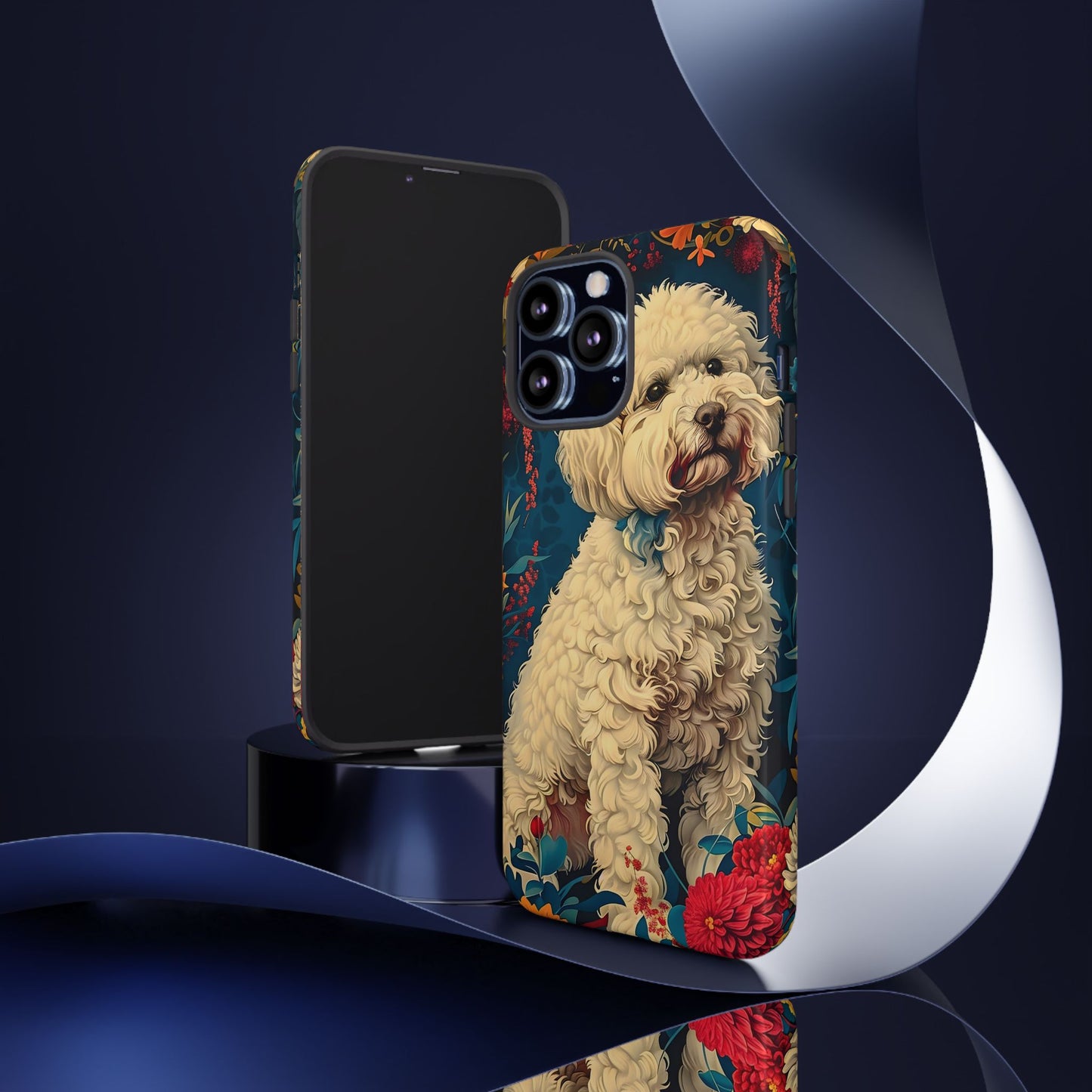 Cute Dog Phone Case, Pet Lover Gift, Floral Design Tough Case, Custom Dog Art, Birthday Gift for Dog Owners, Unique Phone Accessories