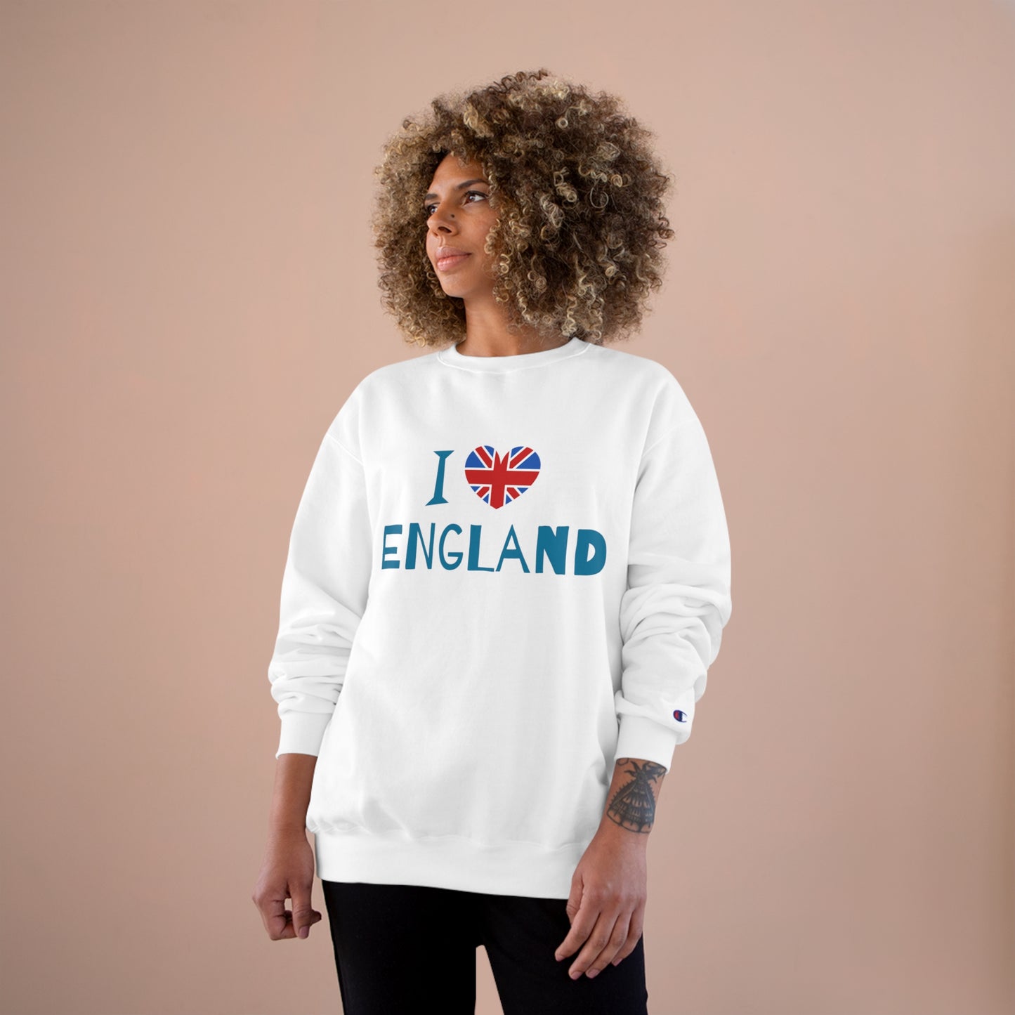 Champion Sweatshirt - I Love England - Union Jack Heart Design