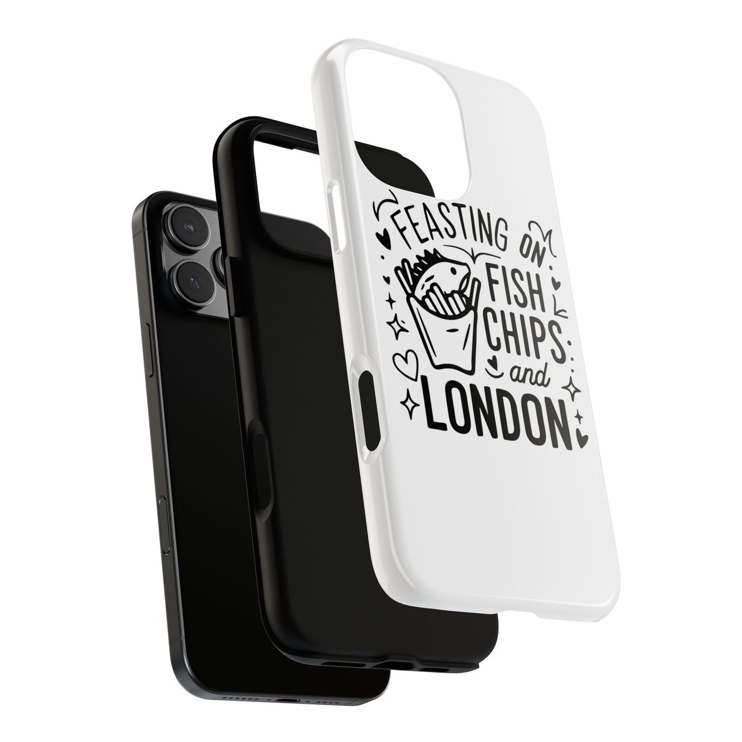London Fish & Chips Phone Case | Fun Gift for Foodies, Travel Lovers, London Souvenir, Unique Accessories, Personalization Option