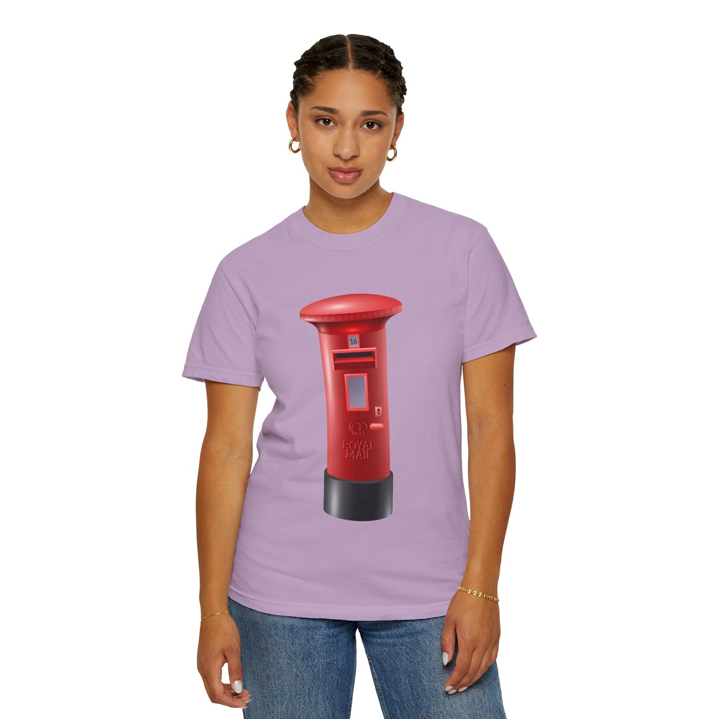 Unisex Garment-Dyed T-shirt - Classic UK Royal Mailbox Design - British Postbox Icon
