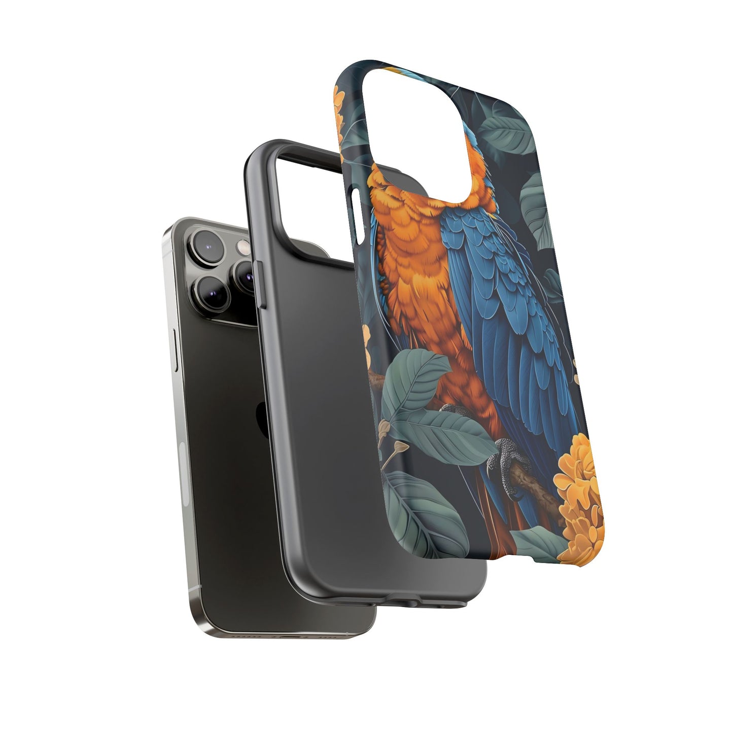 Tropical Parrot Phone Case - Tough Cases, Colorful Phone Cover, Nature Lover Gift, Floral Design, Bird Lover Accessory