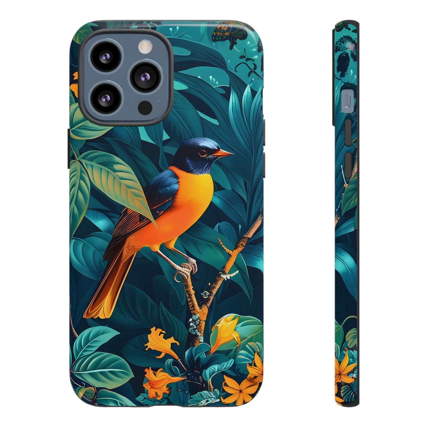 Tough Cases: Vibrant Bird Phone Case, Nature Lover Gift, Eco-Friendly Cover, Floral Design, Spring Decor