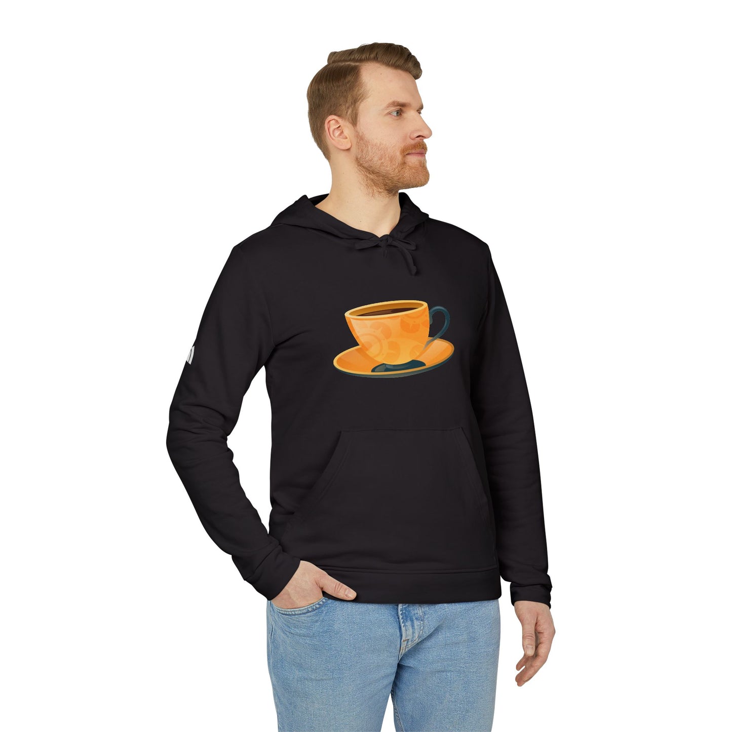 adidas Unisex Fleece Hoodie - Elegant British Tea Cup - Classic Tea Time Style