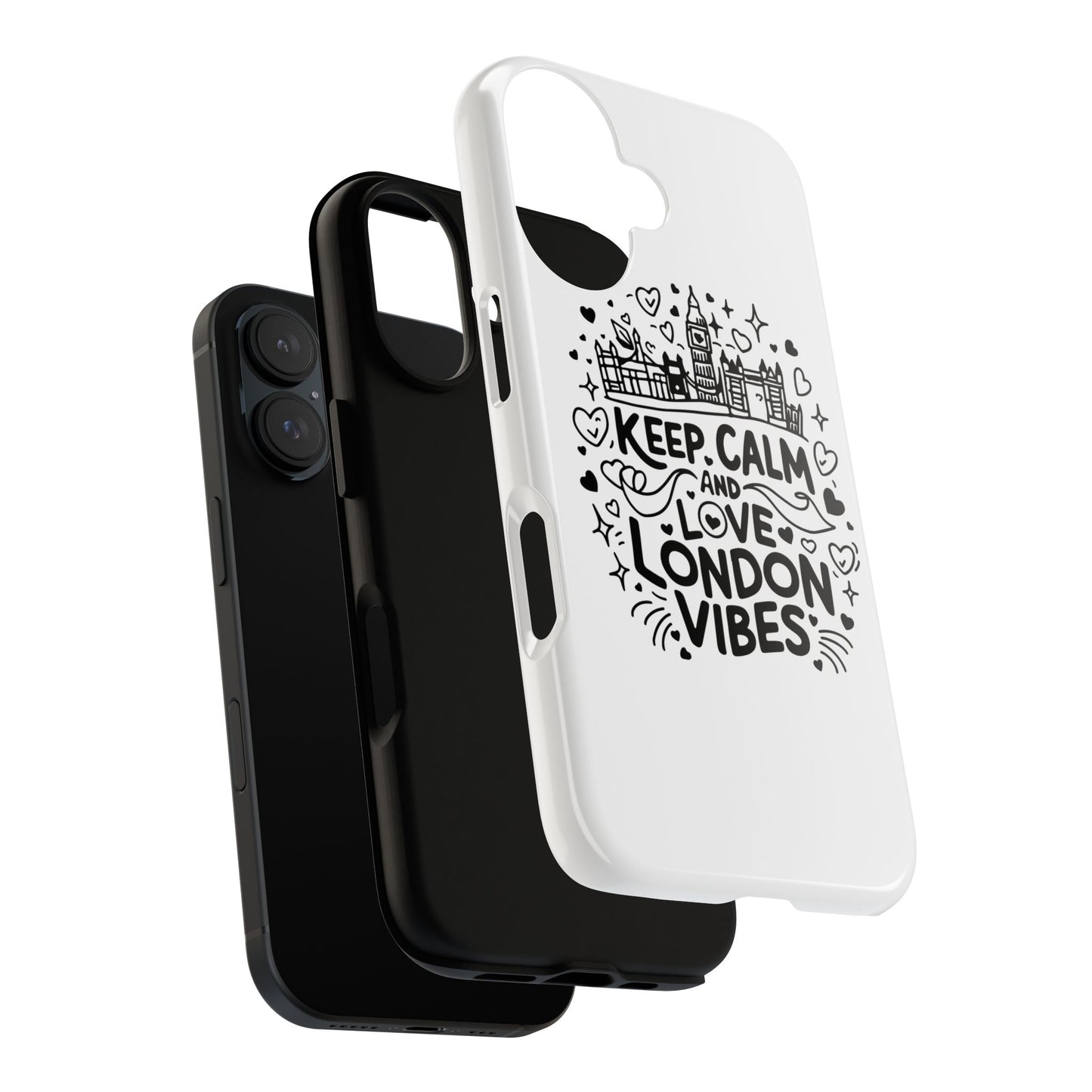 London Vibes Phone Case – Keep Calm Design, iPhone Accessories, Gift for Travelers, London Souvenir, Unique Cell Phone Cover