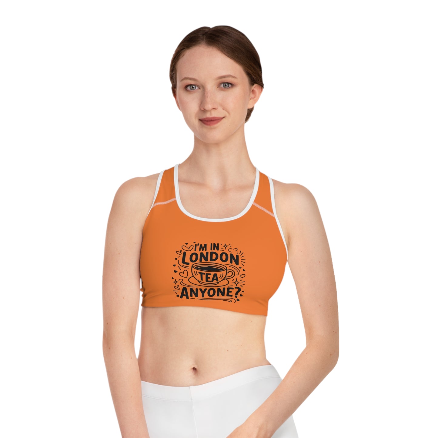 Sports Bra - I'm in London tea Anyone? - Comfortable Activewear for Tea Lovers