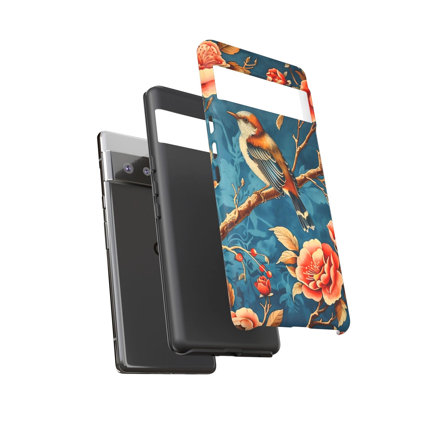 Bird & Floral Phone Case, Tough Cases for Nature Lovers, Gift for Her, Customizable Design, Vibrant Tech Accessories