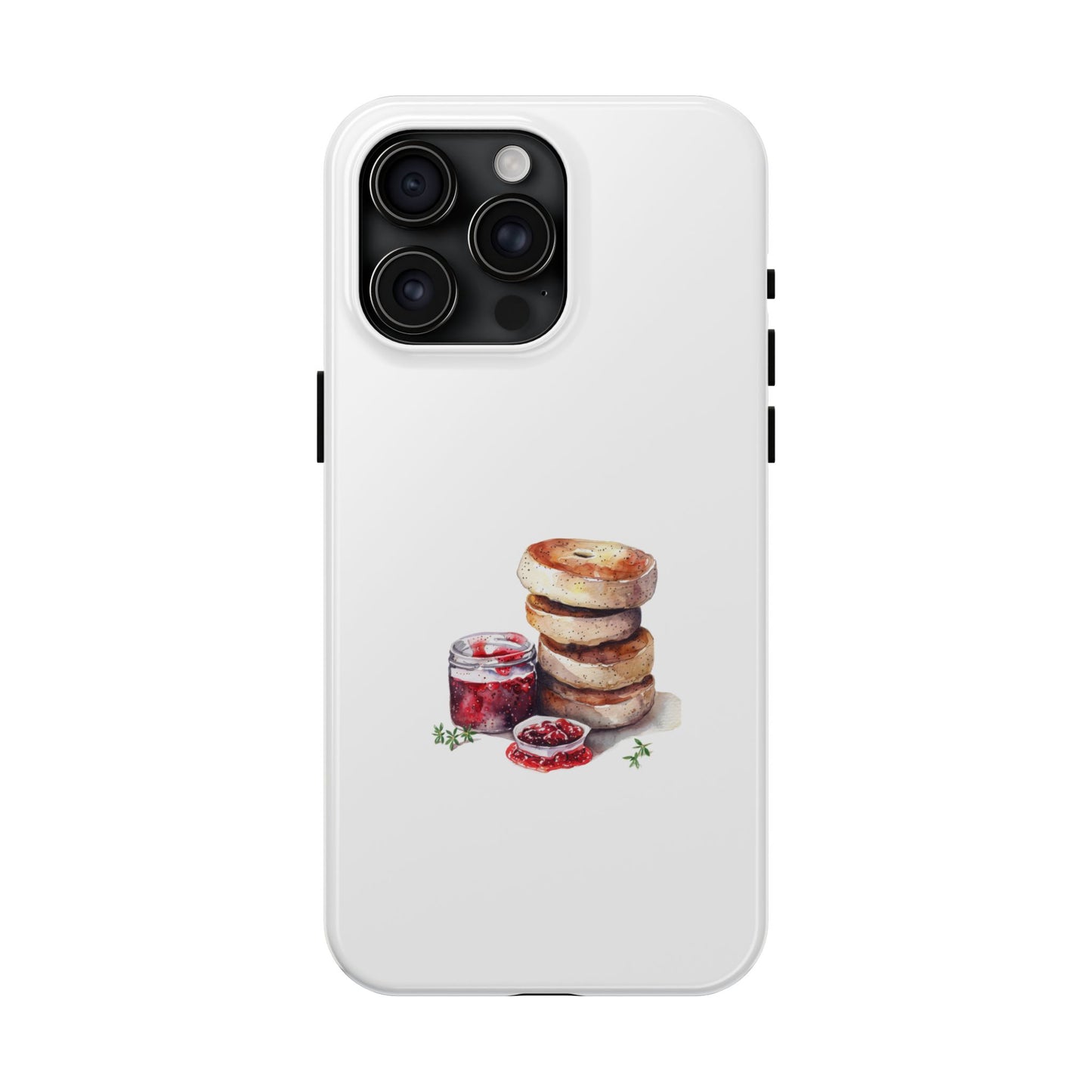 Artistic Bagel & Jam Phone Case - Tough, Durable Design for Food Lovers