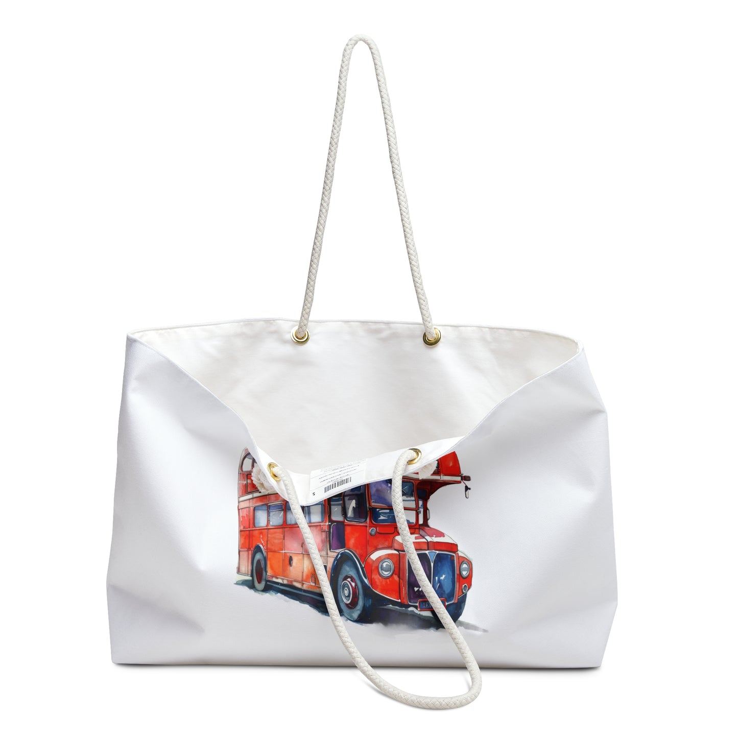 Vintage Double-Decker Bus Weekender Bag – Travel Essential, Tote, Gym Bag, Beach Bag, Unique Gift