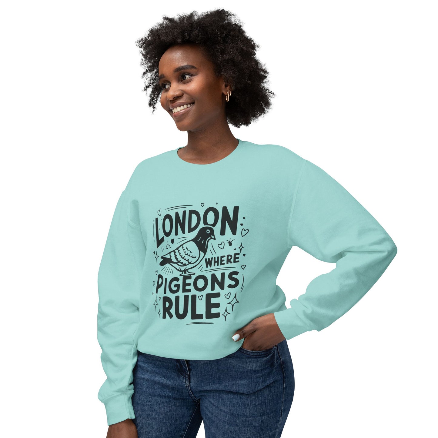 Unisex Lightweight Crewneck Sweatshirt - Pigeons Rule in London