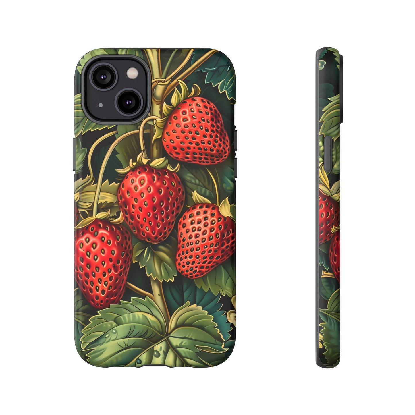 Strawberry Phone Case, Tough Berry Case, Floral Phone Cover, Cute Smartphone Shell, Nature-Inspired Gift