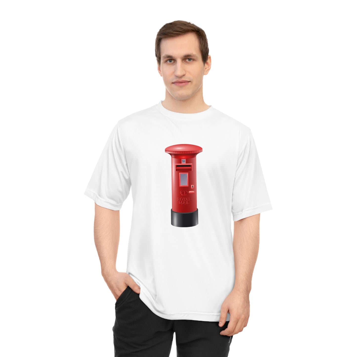 Unisex Zone Performance T-shirt - Classic UK Royal Mailbox Design