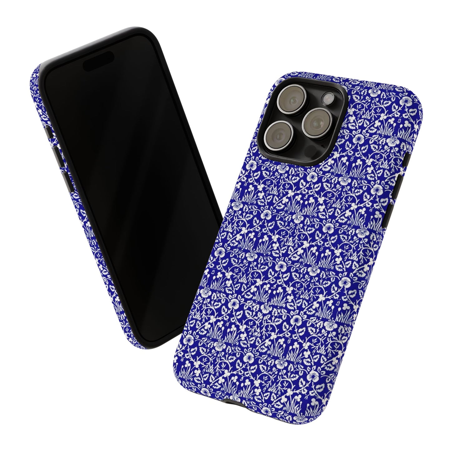 Elegant Floral Phone Case - Tough Cases, Blue Floral Design, Stylish Phone Accessory, Unique Gift, Modern Tech Protection