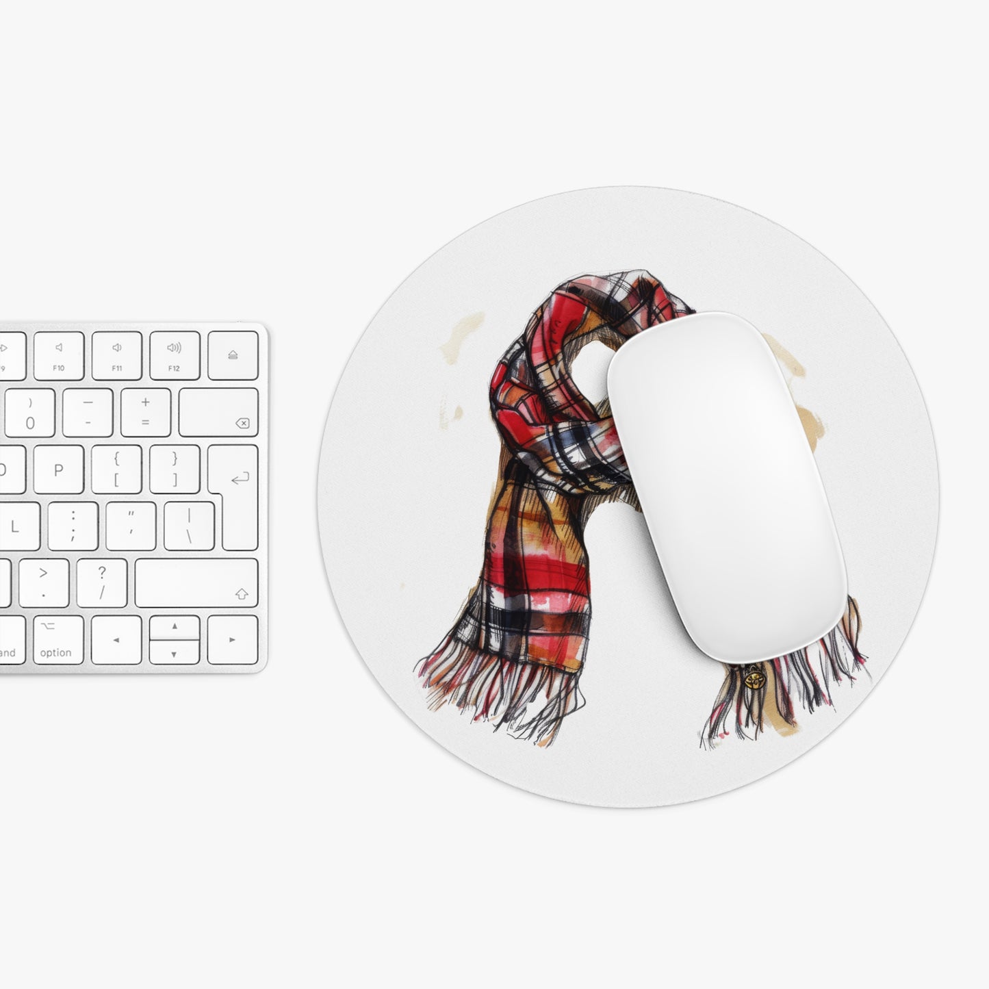 Cozy Plaid Mouse Pad with Scarf Design, Home Office Decor, Gift for Gamers, Holiday, Work from Home Essentials, Stylish Desk Accessory