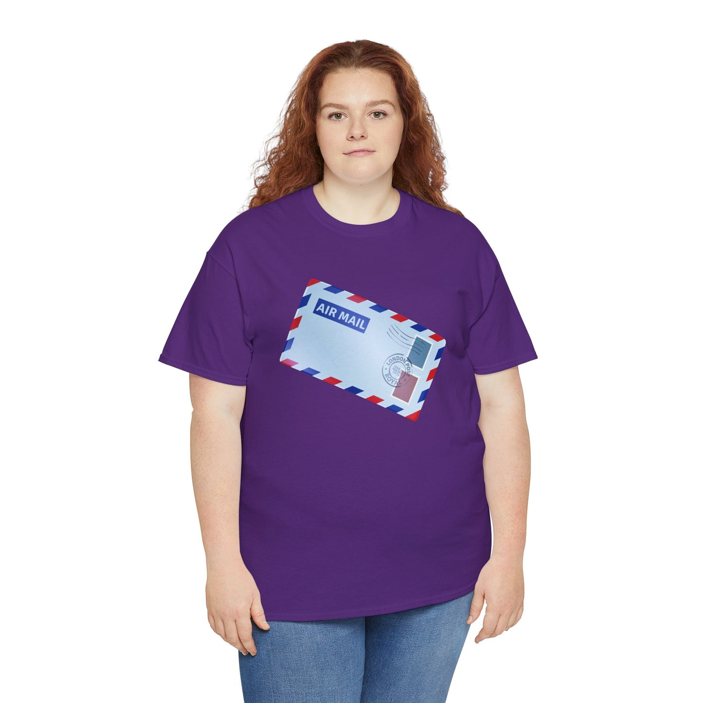 Unisex Heavy Cotton Tee - Vintage British Air Mail - Classic Postal Design