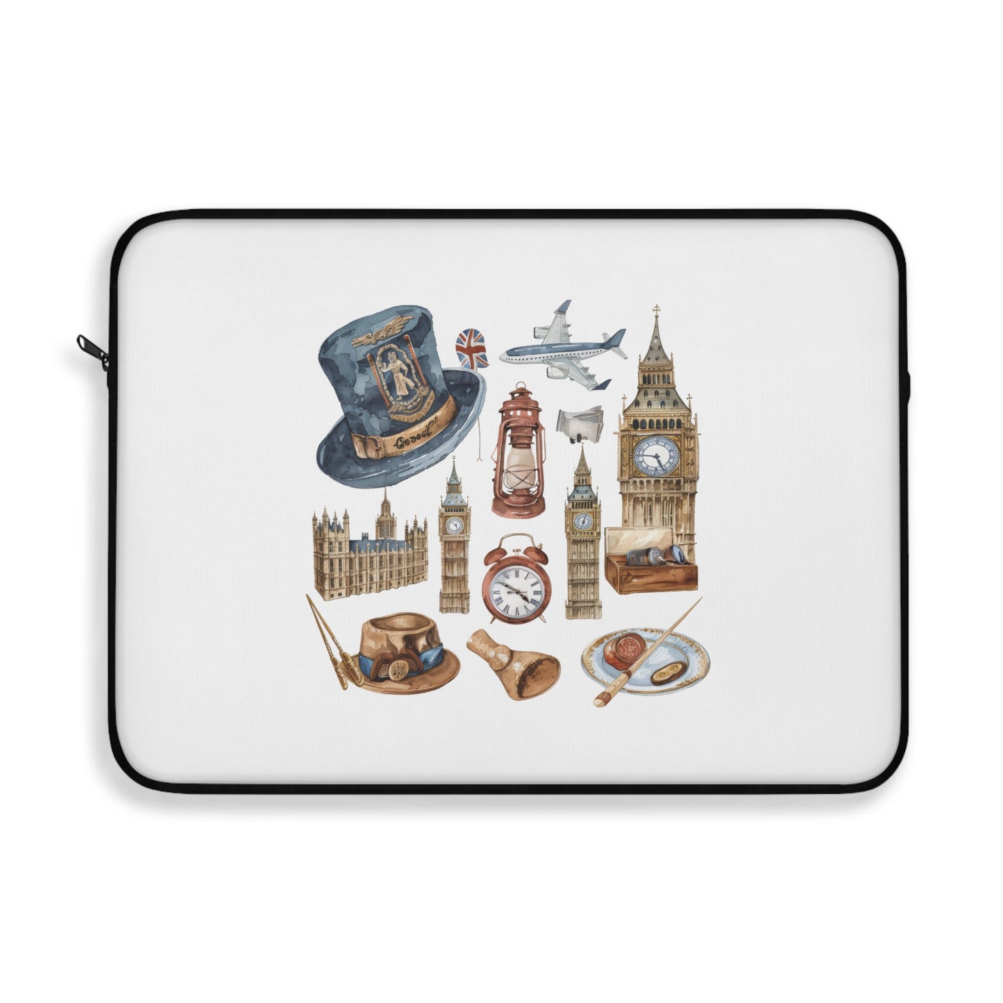 Vintage London Travel Laptop Sleeve, Cute England Design, Gift for Travelers, Laptop Bag, Computer Case, Stylish Tech Accessory