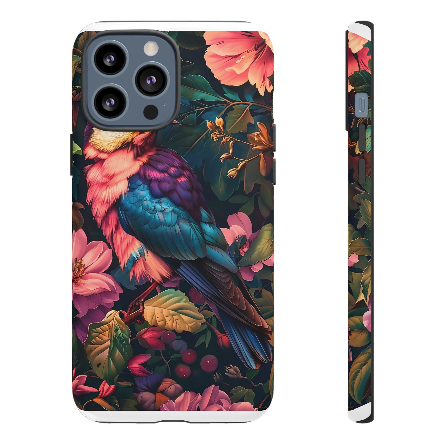 Tough Cases: Vibrant Tropical Bird Phone Case, Floral Smartphone Cover, Nature Lover Gift, Boho Phone Accessory, Cute Bird Case
