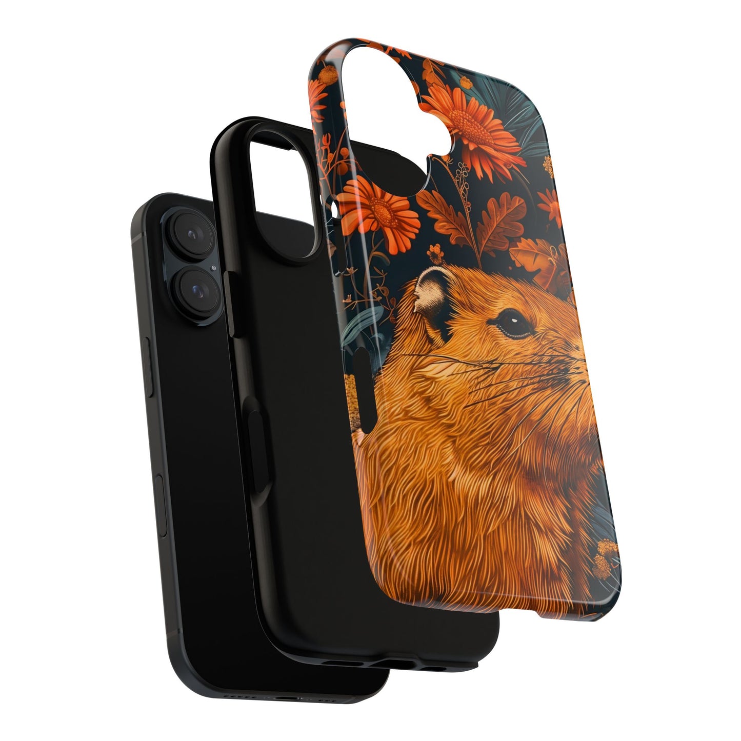 Capybara Phone Case, Floral Phone Cover, Tough Case for Animal Lovers, Unique Gift, Cute and Functional, Nature Inspired Design