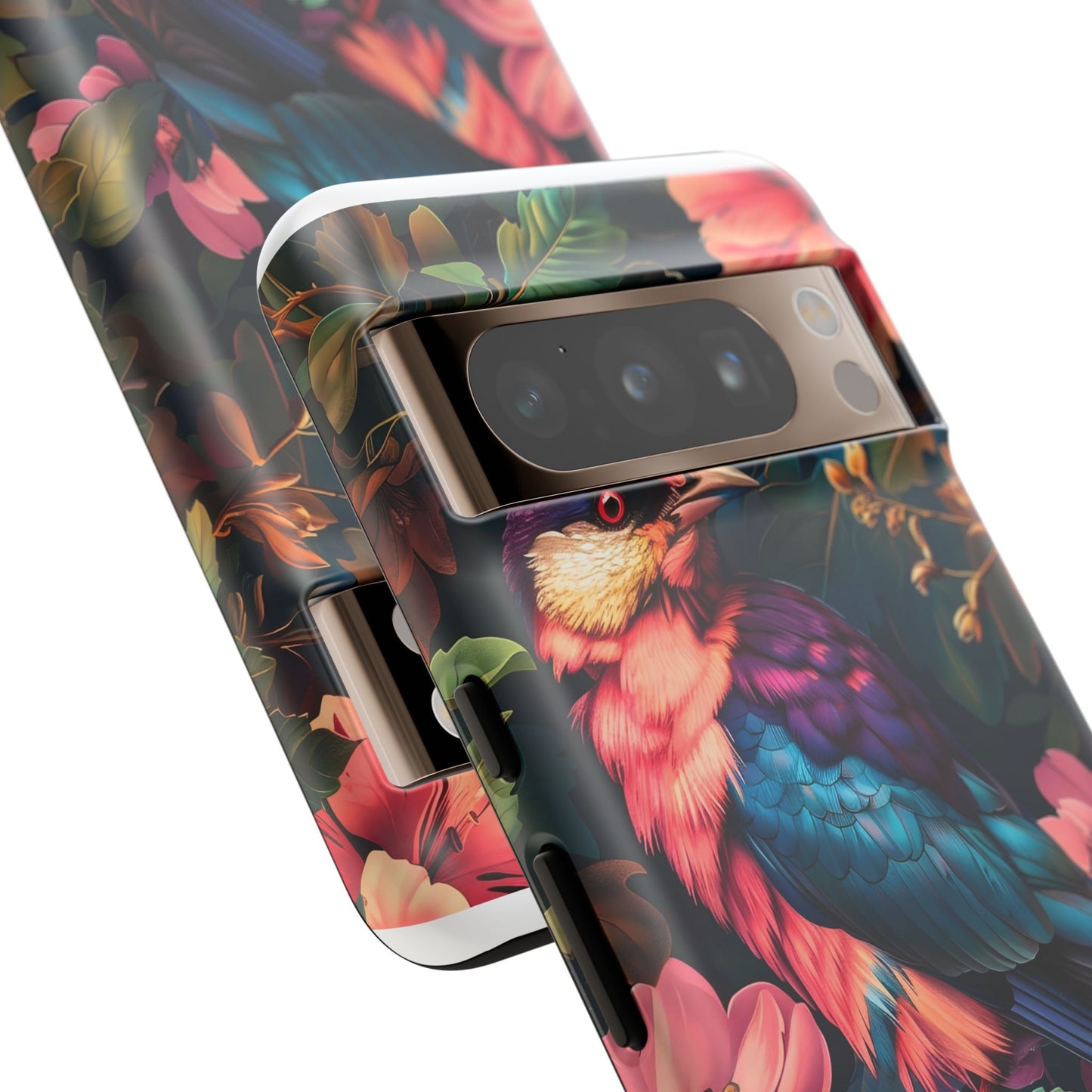 Tough Cases: Vibrant Tropical Bird Phone Case, Floral Smartphone Cover, Nature Lover Gift, Boho Phone Accessory, Cute Bird Case