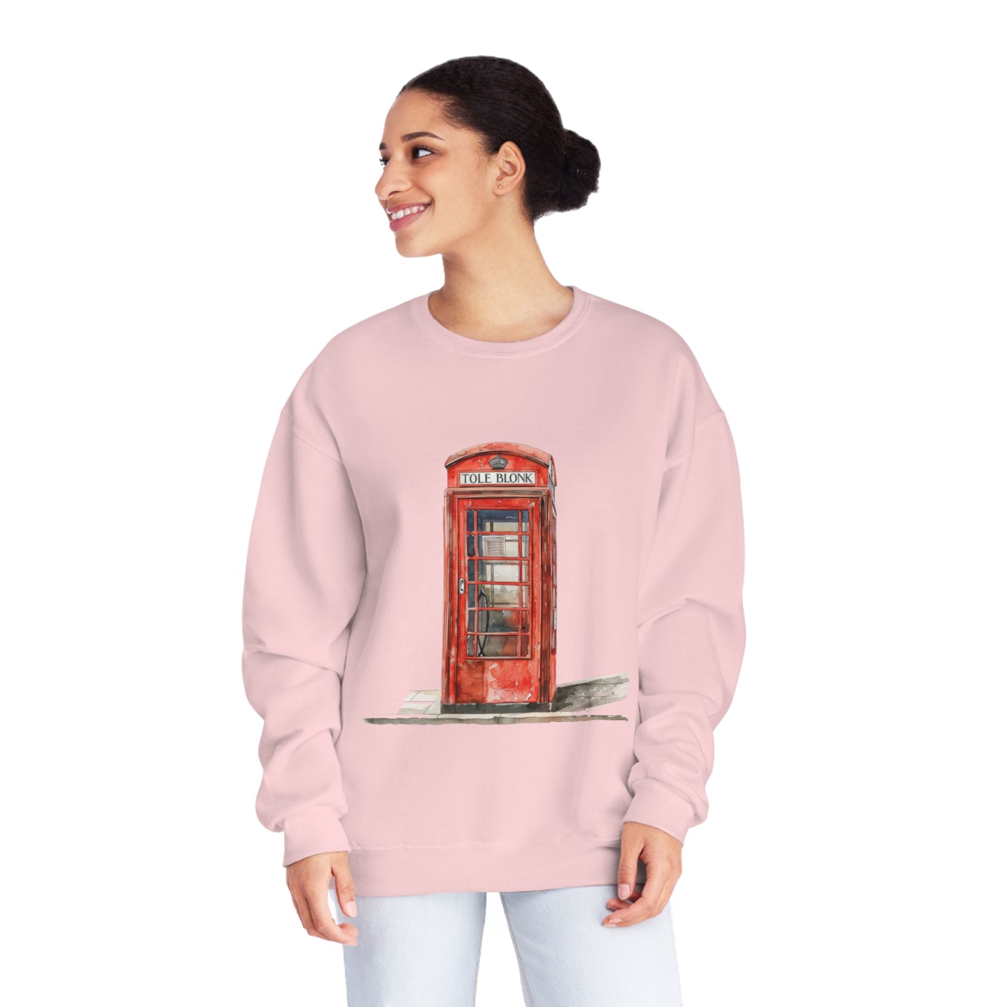 Unisex NuBlend® Crewneck Sweatshirt - Iconic British Public Telephone - Classic Red Phone Box Design