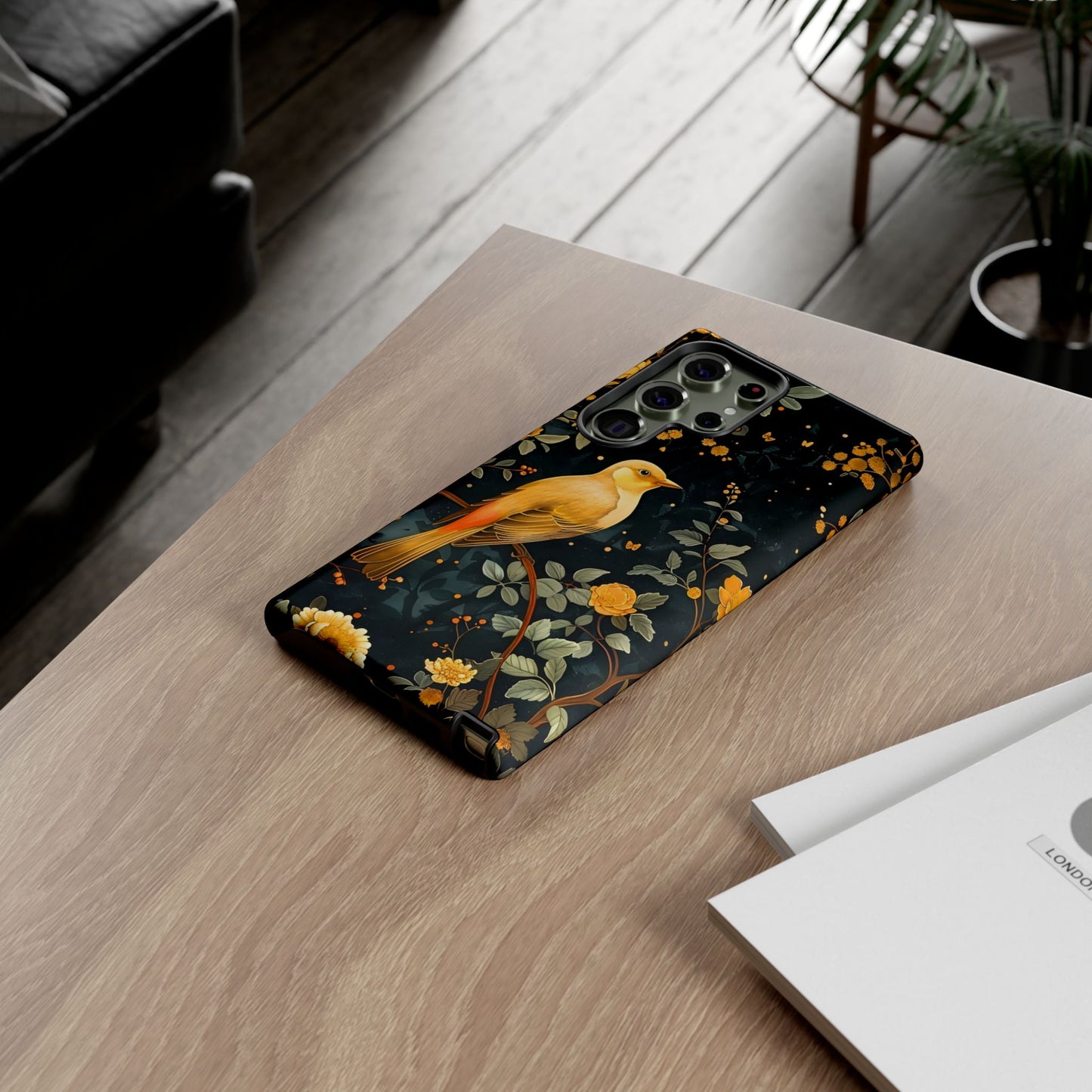 Floral Phone Case, Tough Cases with Bird Design, Nature Lover Gift, Stylish Protection, Birthday Present, Floral Phone Cover