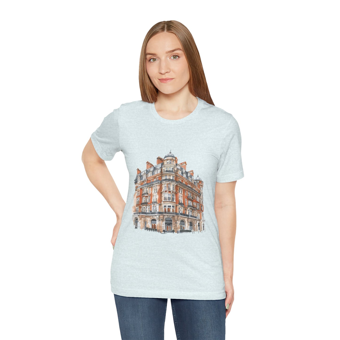 Unisex Jersey Short Sleeve Tee - British Vintage Building - Architectural Charm and Classic Appeal